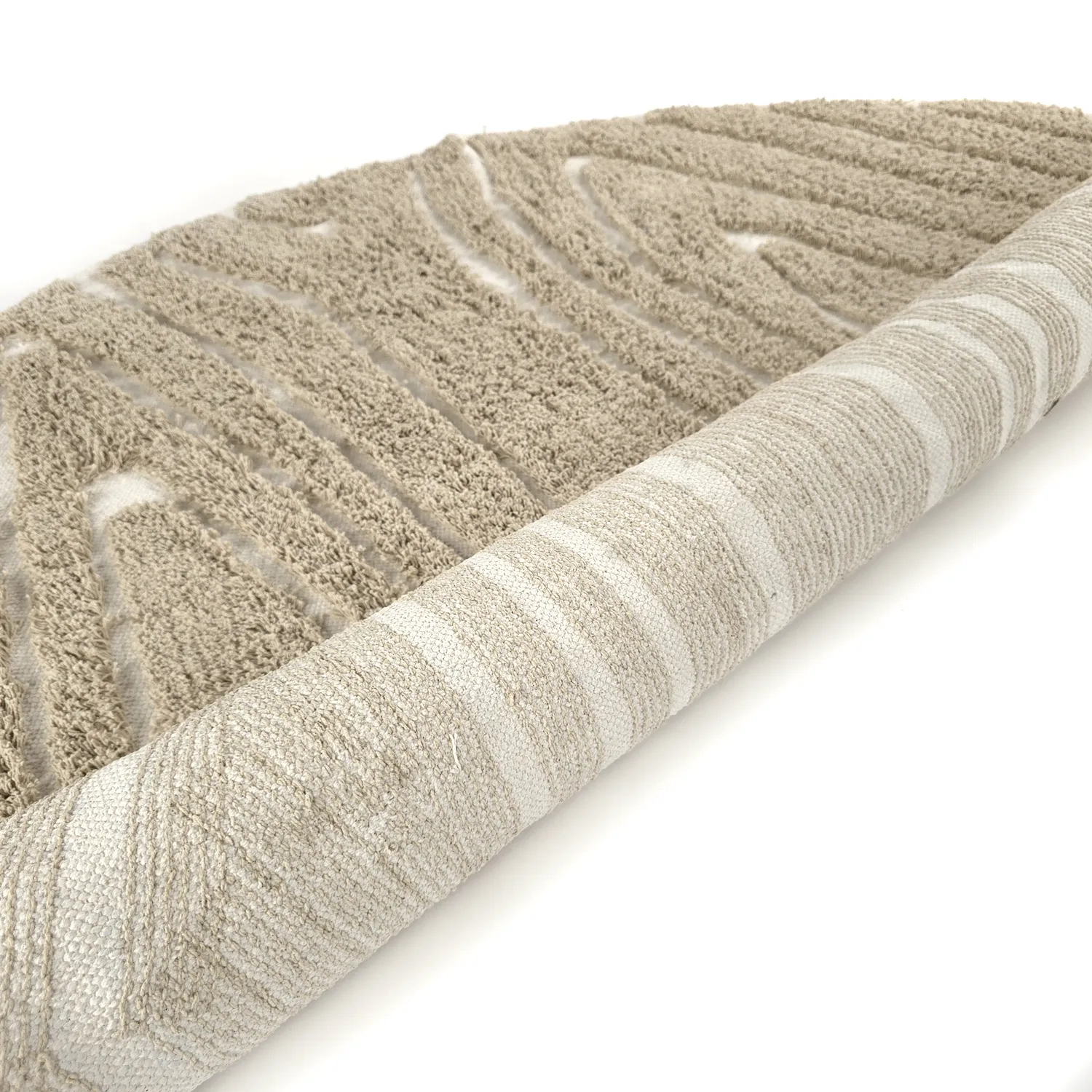 Runde Teppiche - Kindon Natural Cotton Shaggy (beige/weiß)