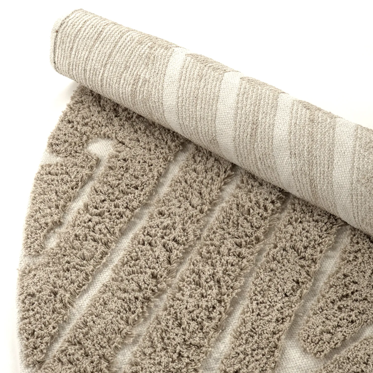 Runde Teppiche - Kindon Natural Cotton Shaggy (beige/weiß)