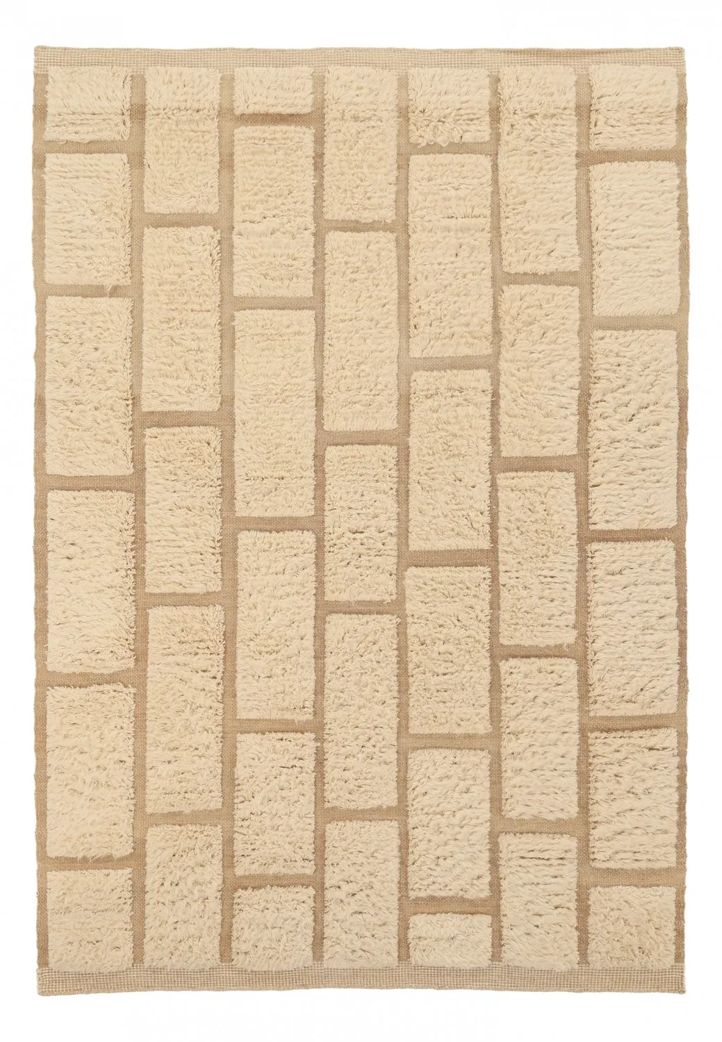 Hochflorteppiche - Leknes Hand Woven Wool Shaggy (creme)
