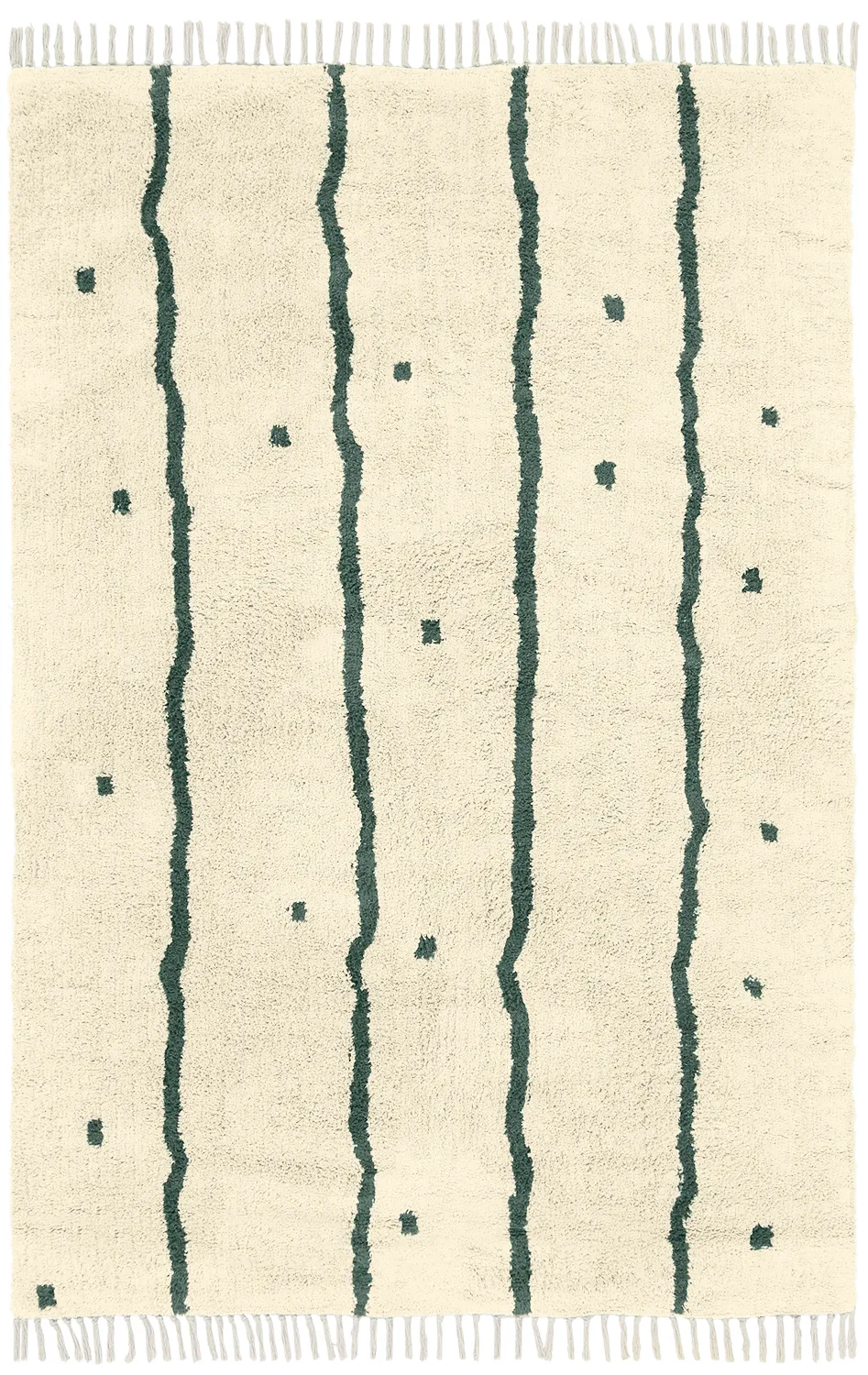 Hochflorteppiche - Leora Natural Cotton Shaggy (beige/grün)
