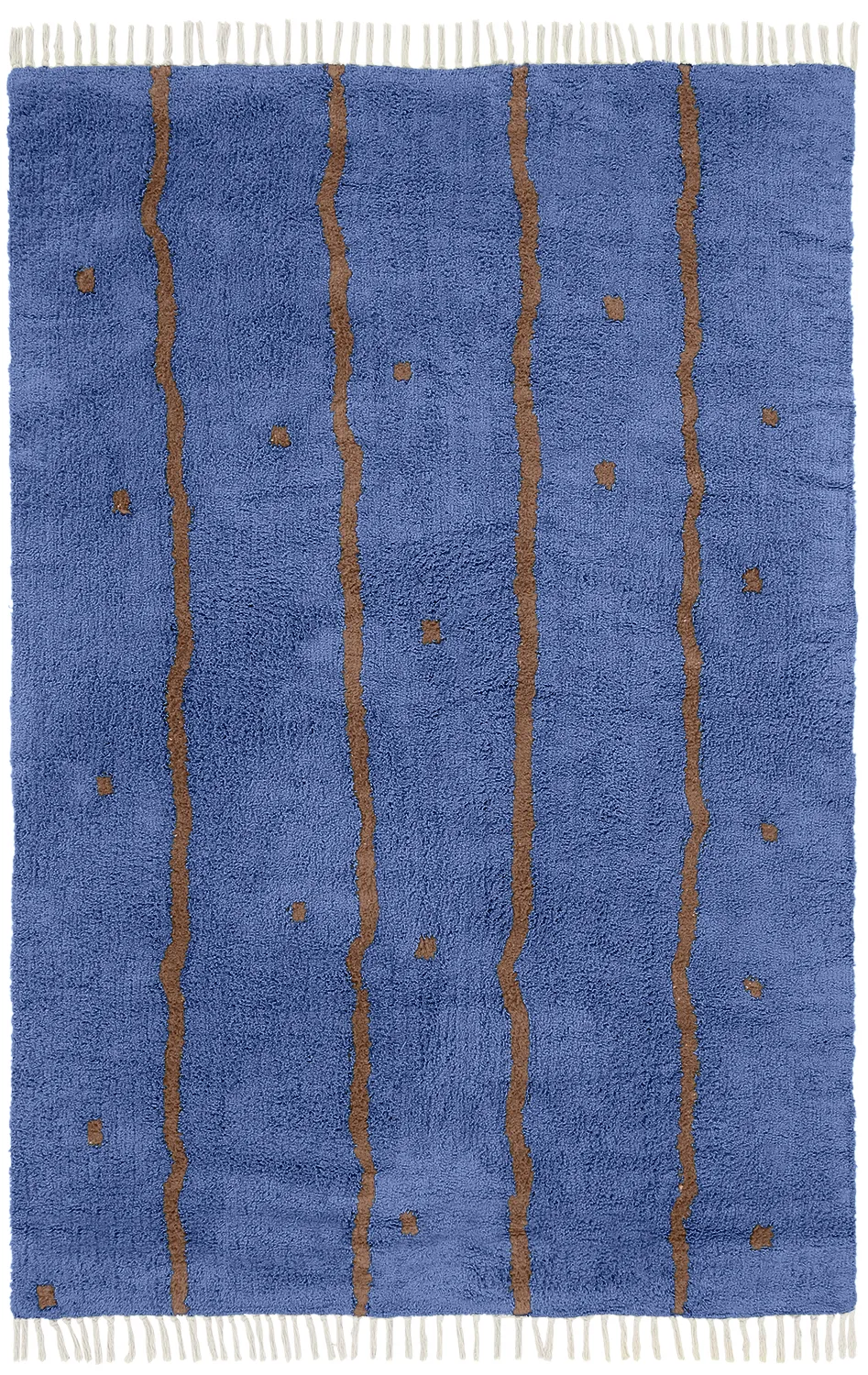 Hochflorteppiche - Leora Natural Cotton Shaggy (blau/braun)