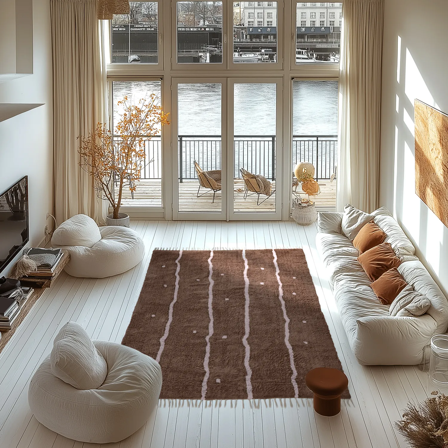 Hochflorteppiche - Leora Natural Cotton Shaggy (braun/lila)