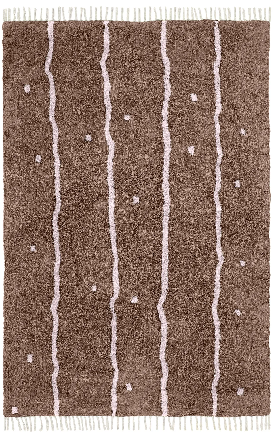 Hochflorteppiche - Leora Natural Cotton Shaggy (braun/lila)