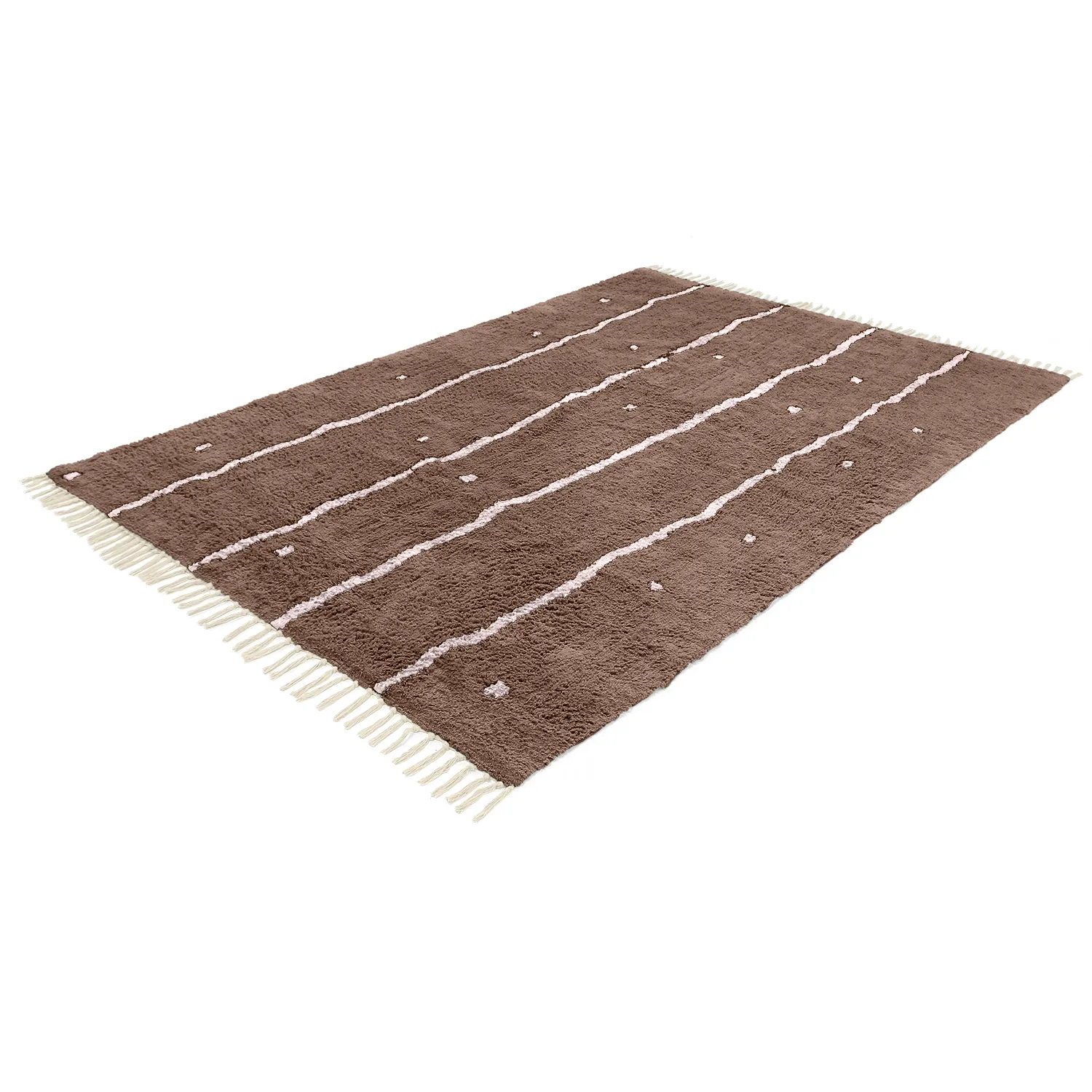 Hochflorteppiche - Leora Natural Cotton Shaggy (braun/lila)
