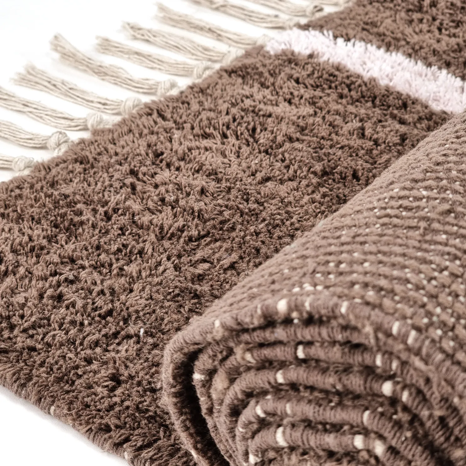 Hochflorteppiche - Leora Natural Cotton Shaggy (braun/lila)