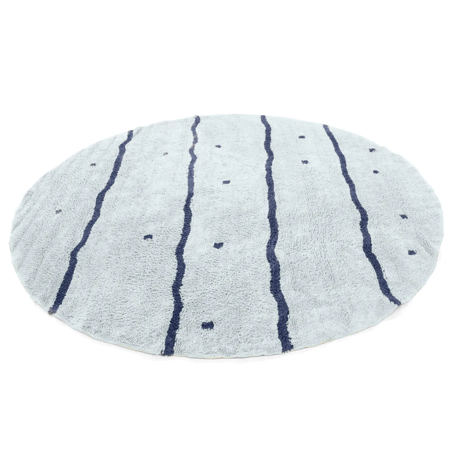 Rund Teppich - Leora Natural Cotton Shaggy (grau/blau)