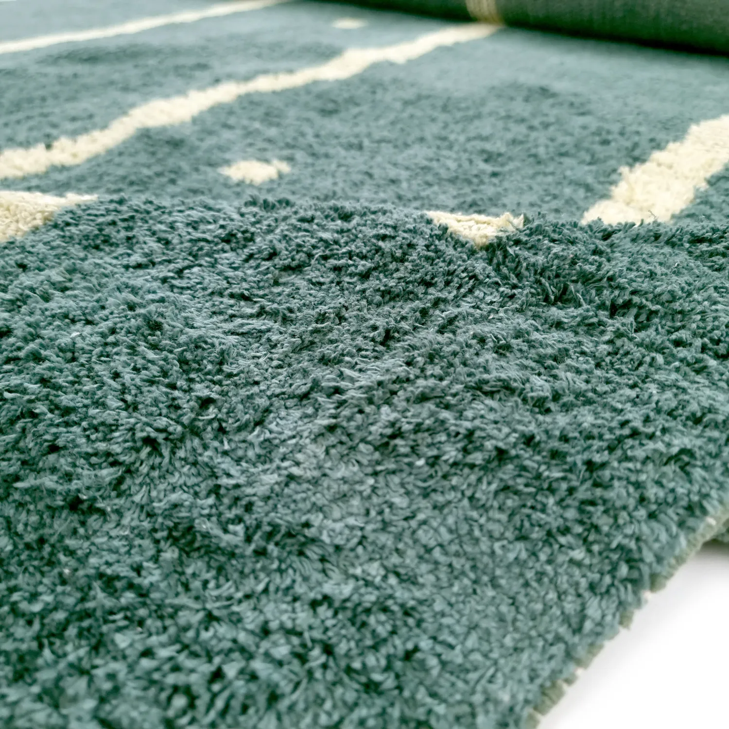 Hochflorteppiche - Leora Natural Cotton Shaggy (grün)