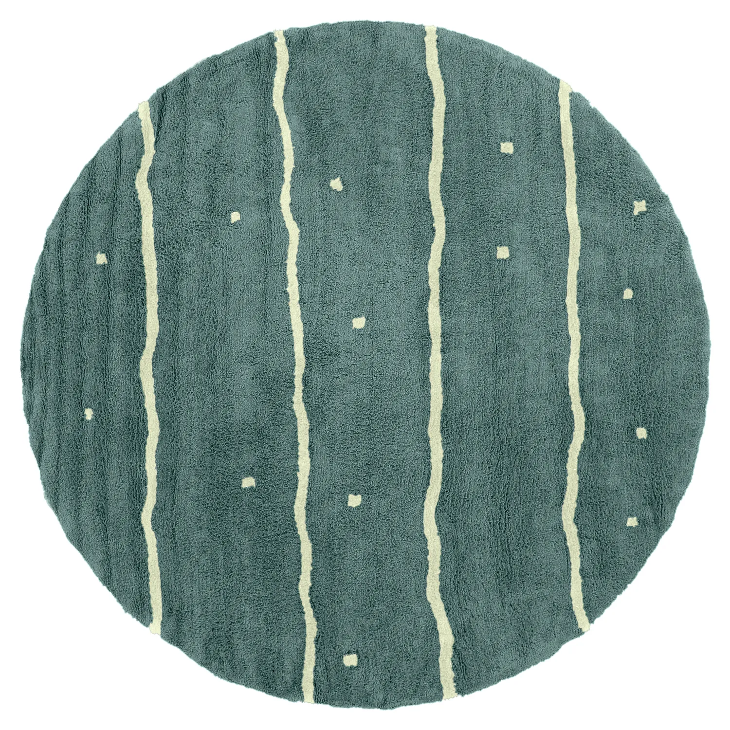 Rund Teppich - Leora Natural Cotton Shaggy (grün)