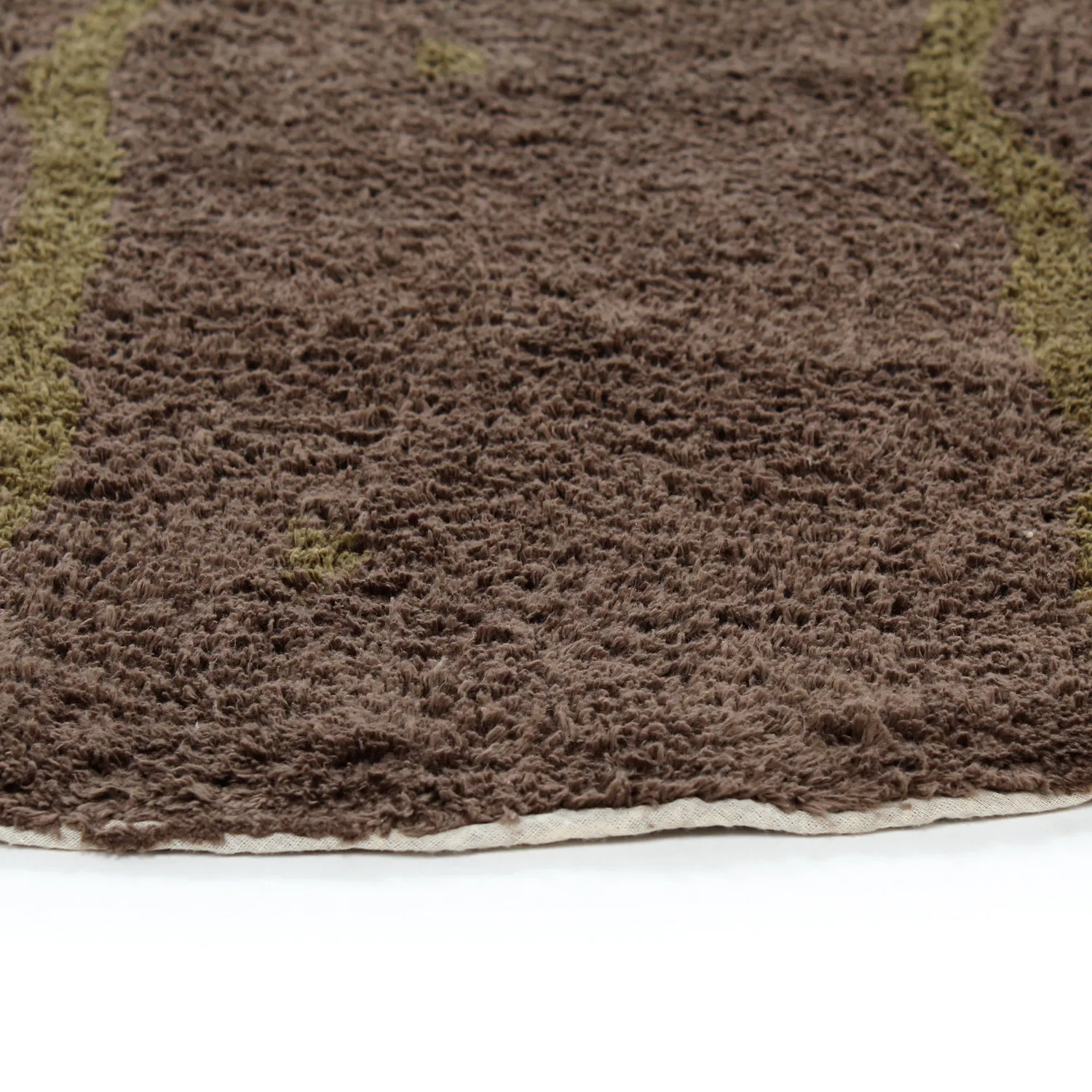 Rund Teppich - Leora Natural Cotton Shaggy (braun/oliv)