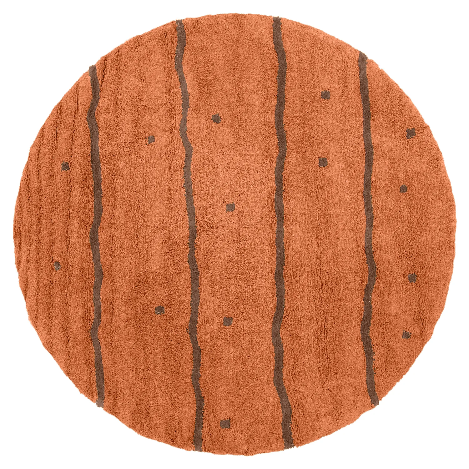 Rund Teppich - Leora Natural Cotton Shaggy (orange/braun)