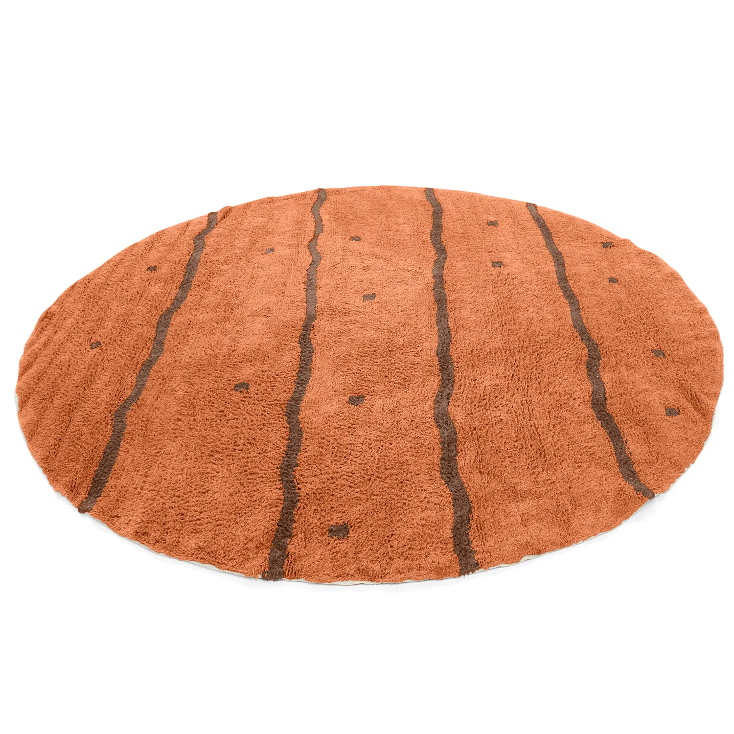 Rund Teppich - Leora Natural Cotton Shaggy (orange/braun)