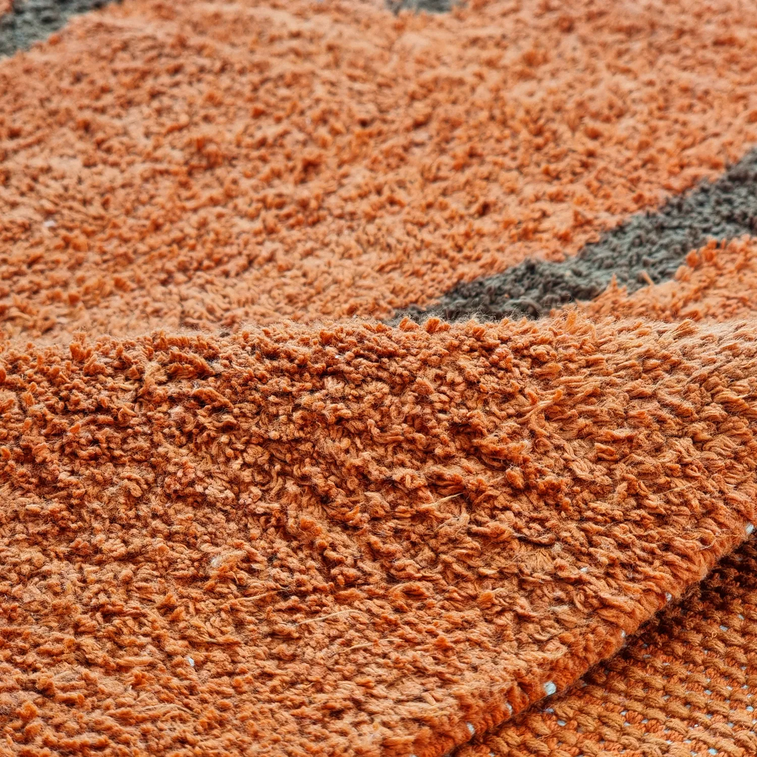 Rund Teppich - Leora Natural Cotton Shaggy (orange/braun)