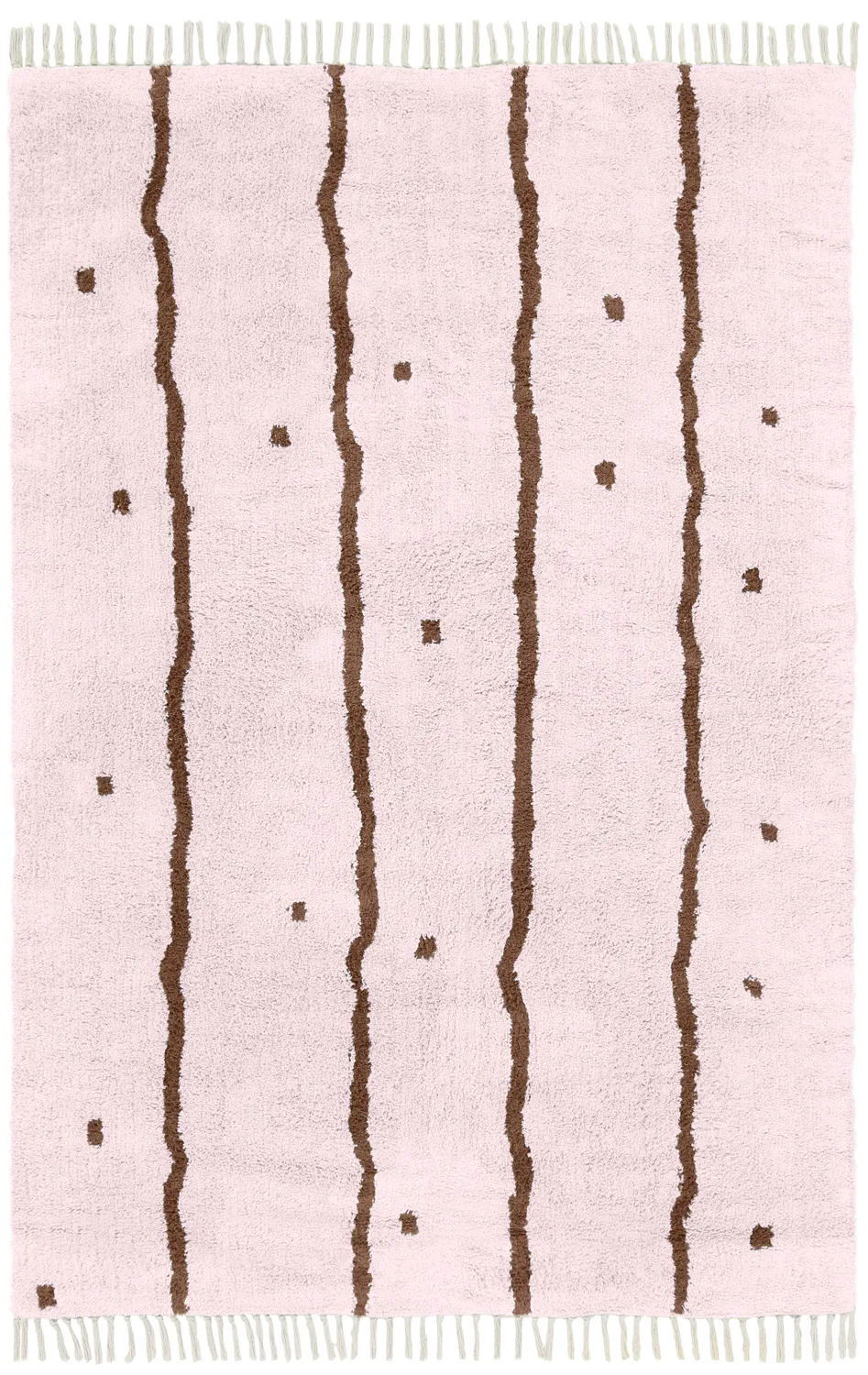 Hochflorteppiche - Leora Natural Cotton Shaggy (rosa/braun)