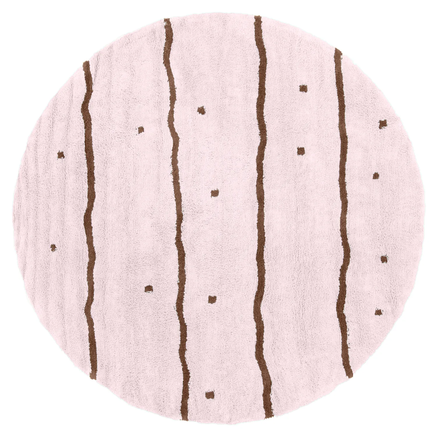 Rund Teppich - Leora Natural Cotton Shaggy (rosa/braun)