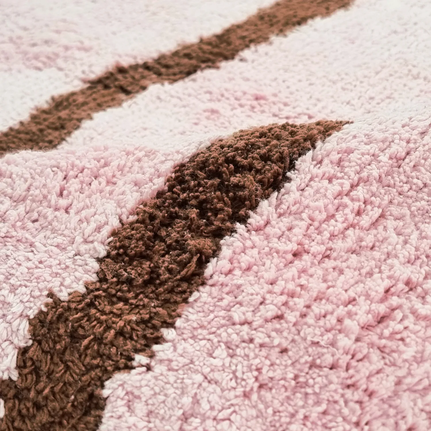 Rund Teppich - Leora Natural Cotton Shaggy (rosa/braun)