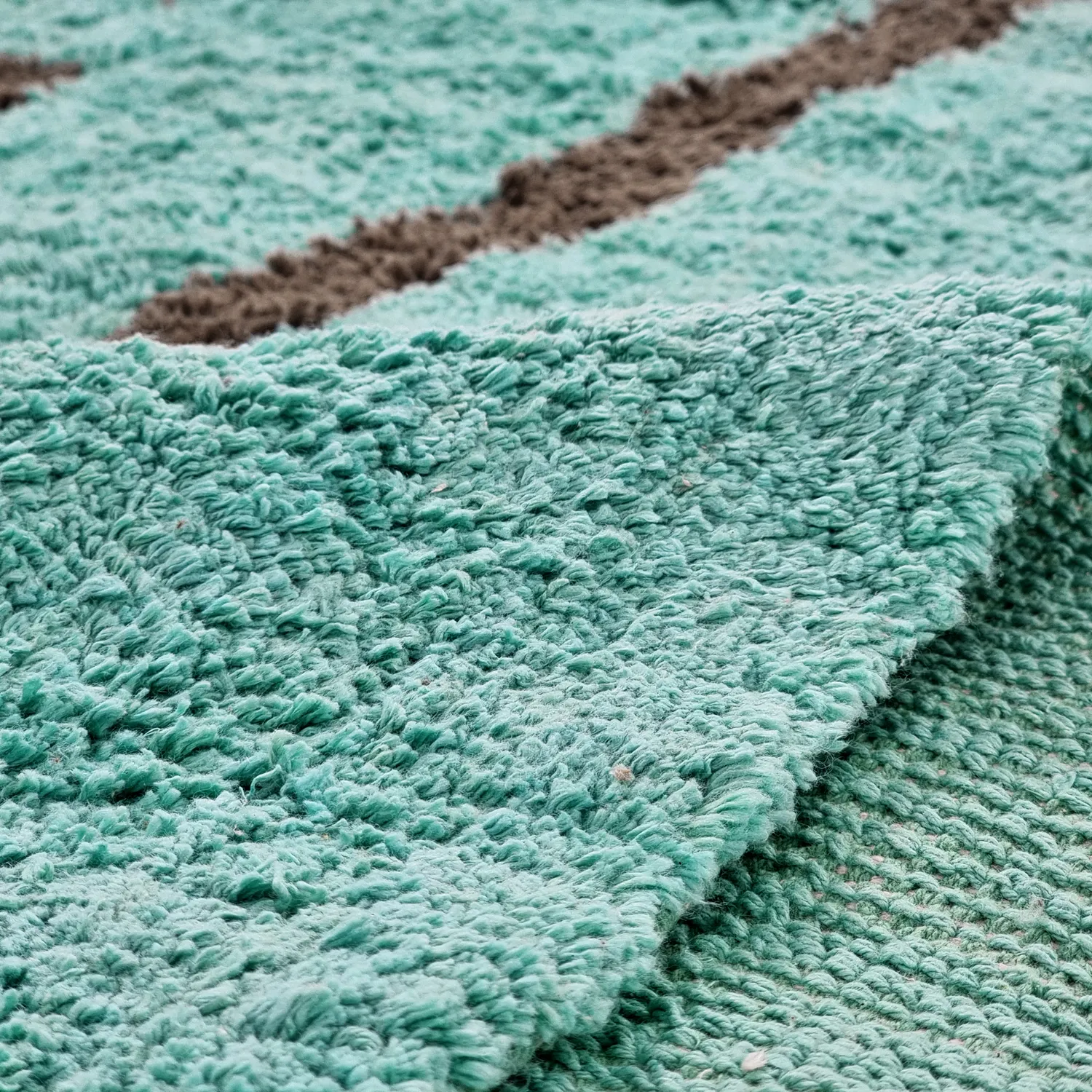 Hochflorteppiche - Leora Natural Cotton Shaggy (türkis/braun)