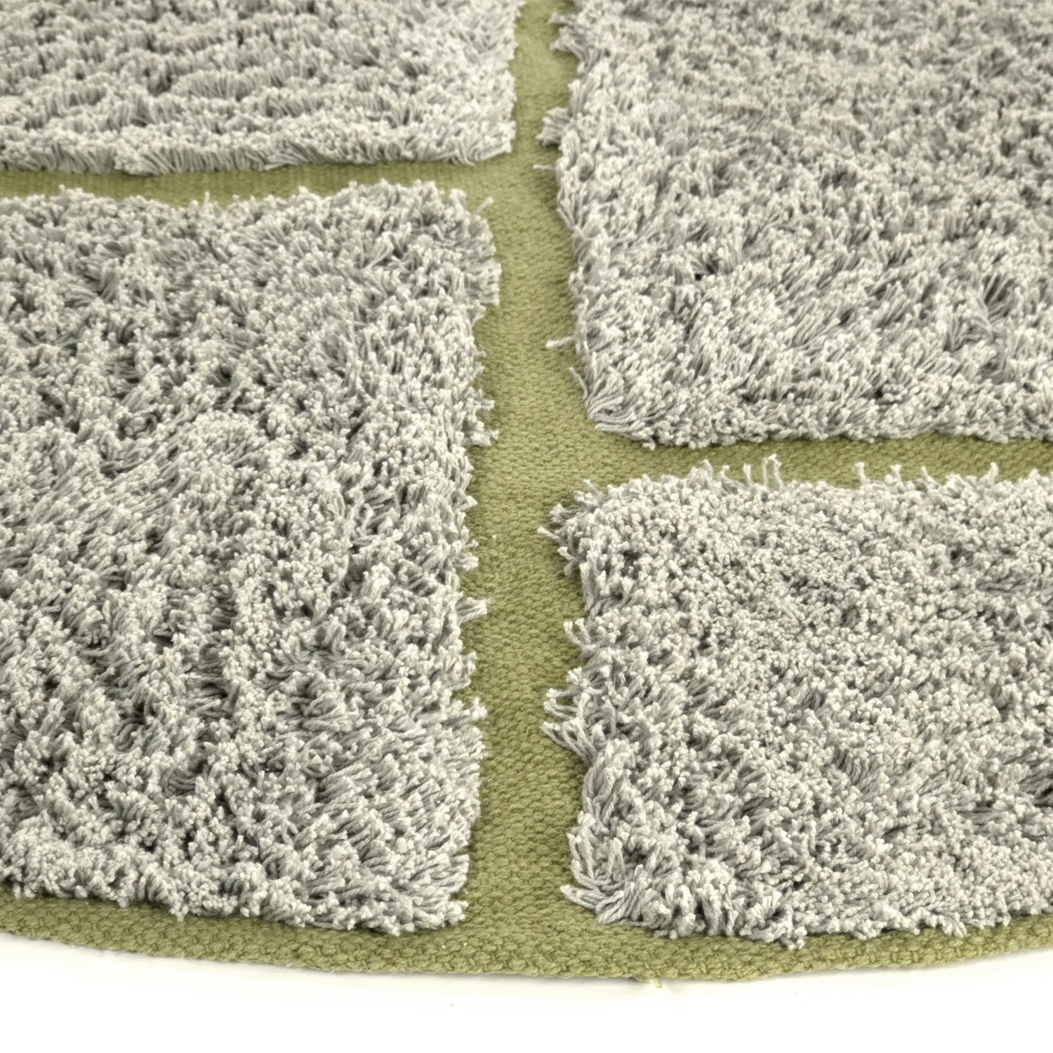 Runde Teppiche - Lindley Natural Cotton Shaggy (greige/grün)