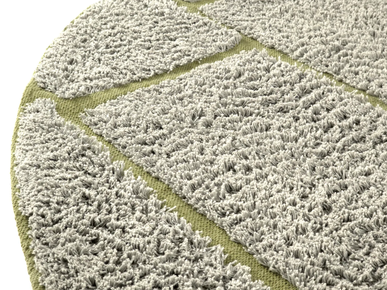 Runde Teppiche - Lindley Natural Cotton Shaggy (greige/grün)
