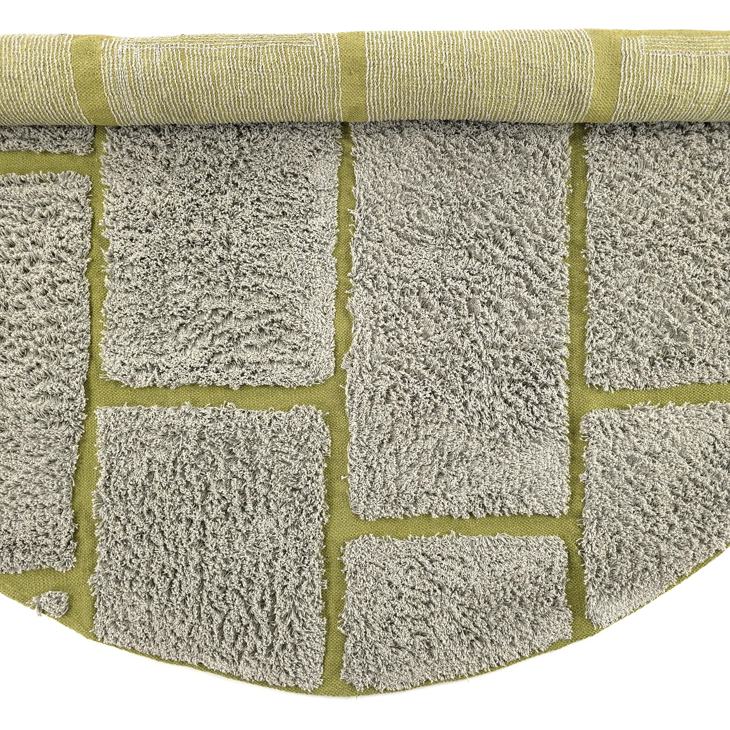Runde Teppiche - Lindley Natural Cotton Shaggy (greige/grün)