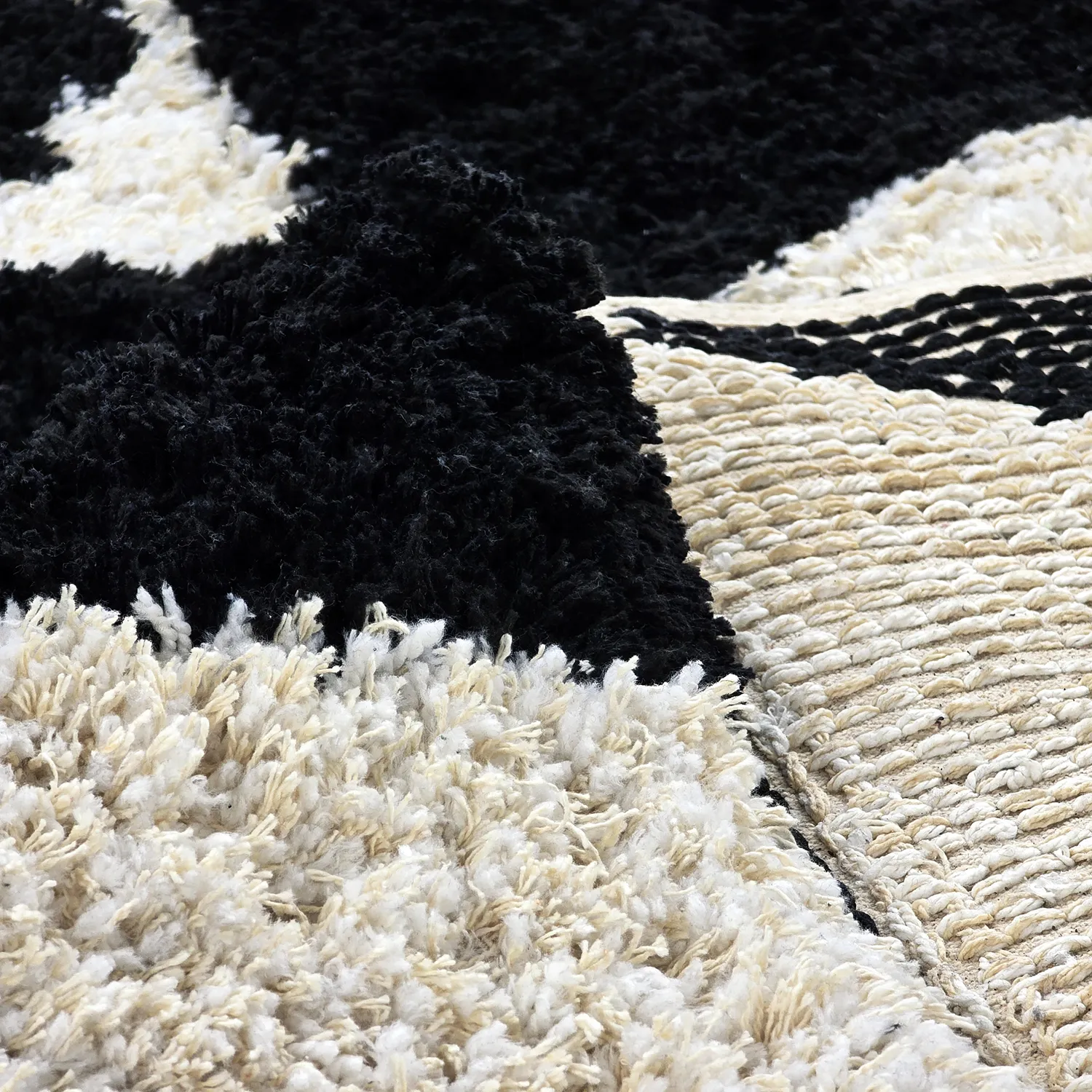 Hochflorteppiche - Marvao Natural Cotton Shaggy (offwhite/schwarz)