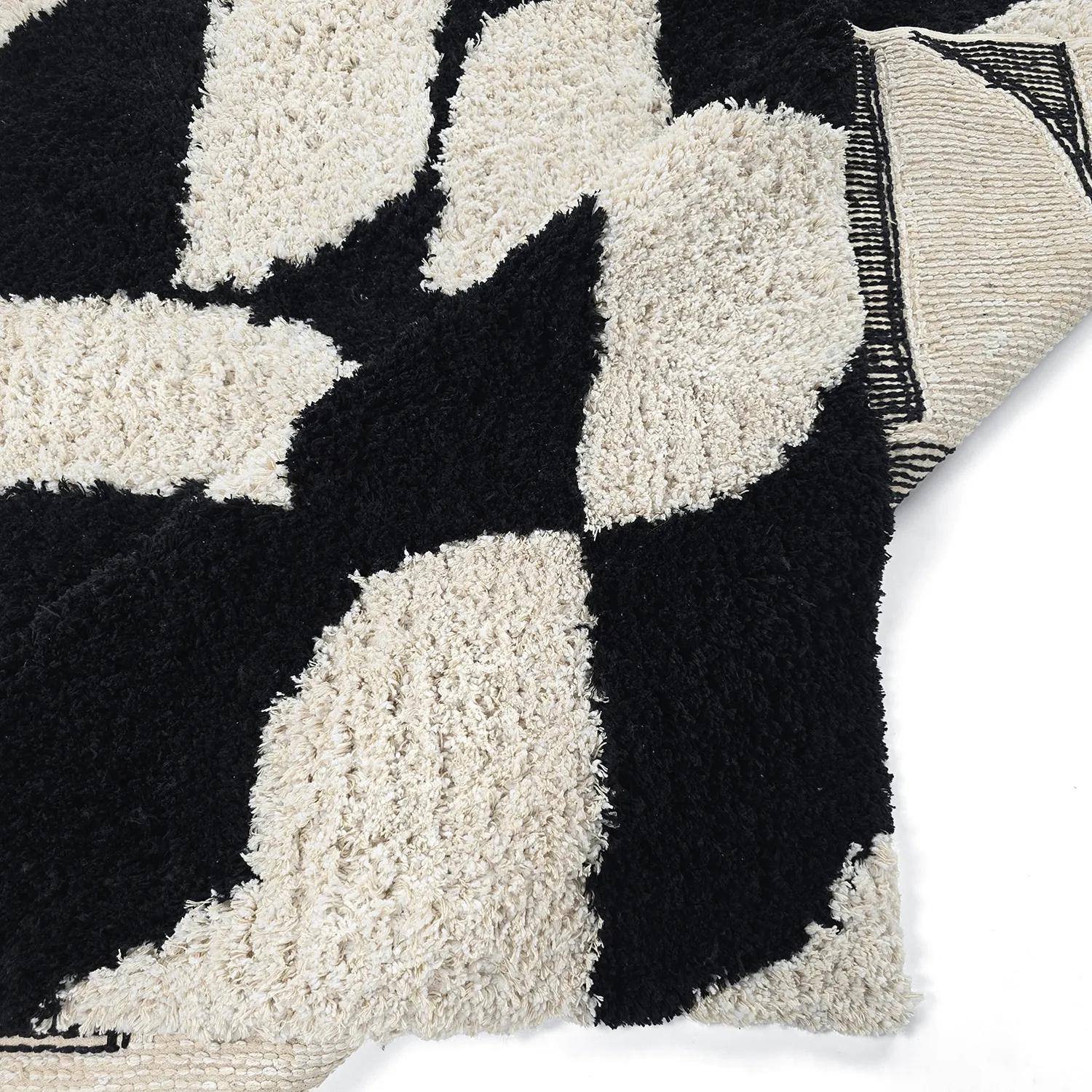 Hochflorteppiche - Marvao Natural Cotton Shaggy (offwhite/schwarz)