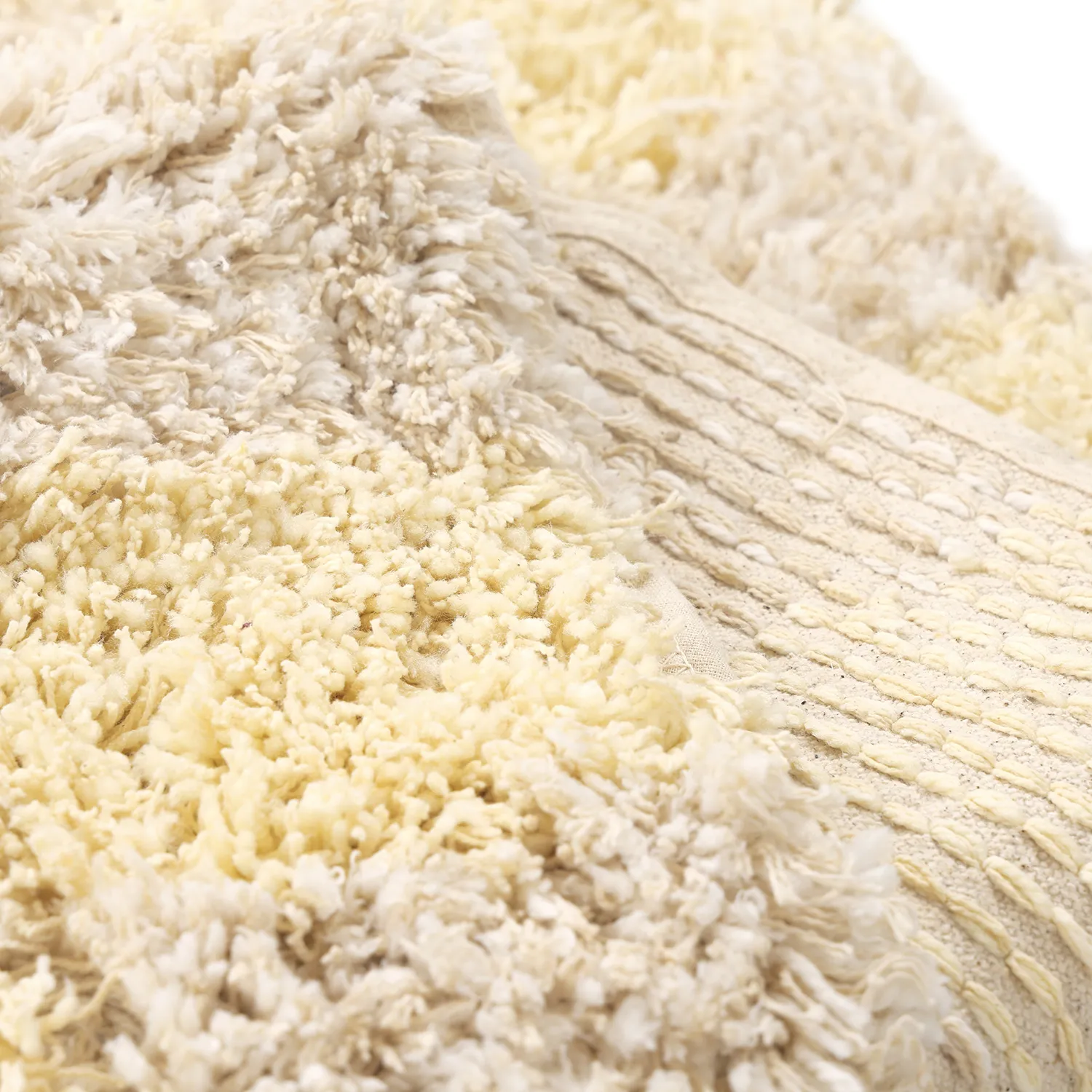 Hochflorteppiche - Methoni Check Cotton Shaggy (creme/hellgelb)