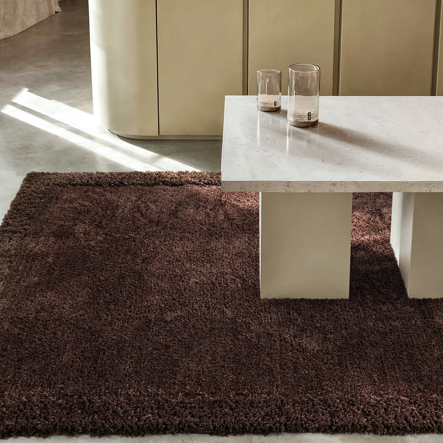 Hochflorteppiche - Molyvos Natural Cotton Shaggy (braun)