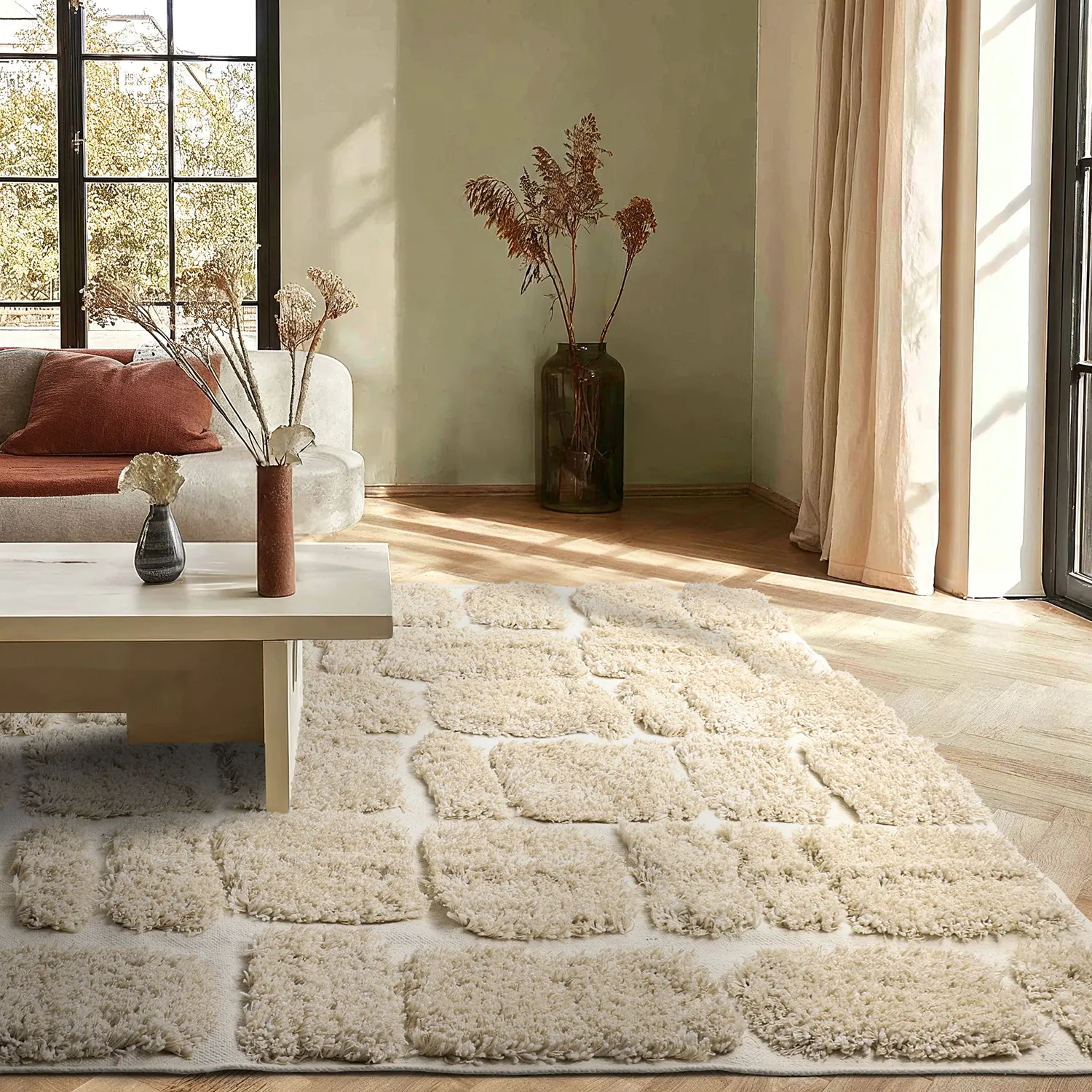 Hochflorteppiche - Otranto Natural Cotton Shaggy (cremefarben)