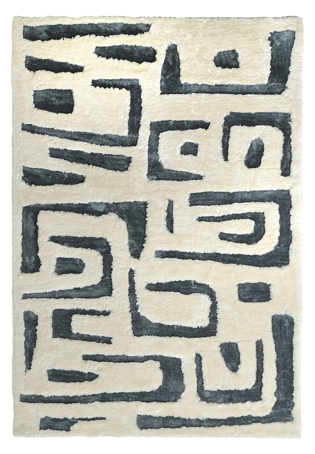Hochflorteppiche - Palmyra (weiß/marineblau)