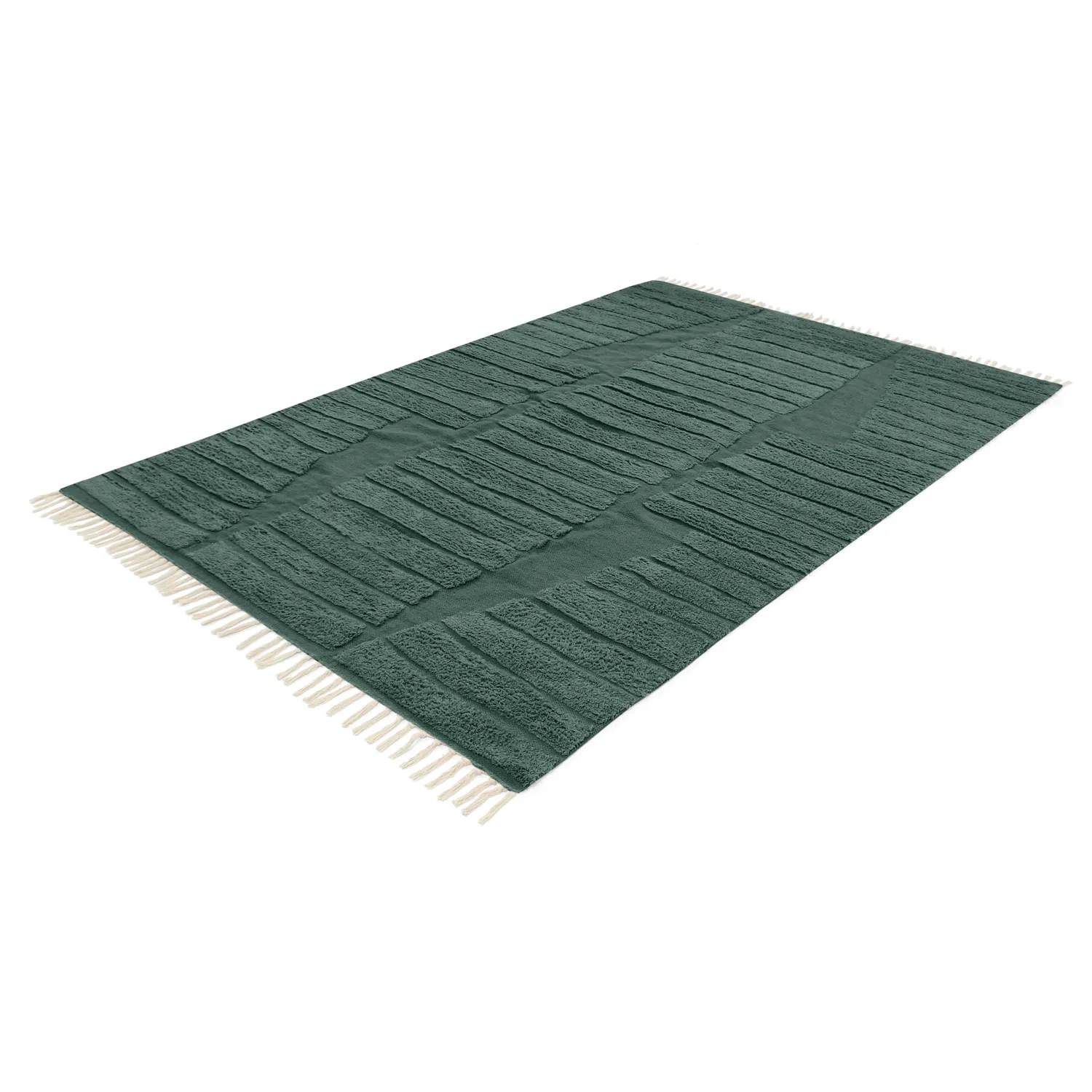 Hochflorteppiche - Rani Natural Cotton Shaggy (grün)