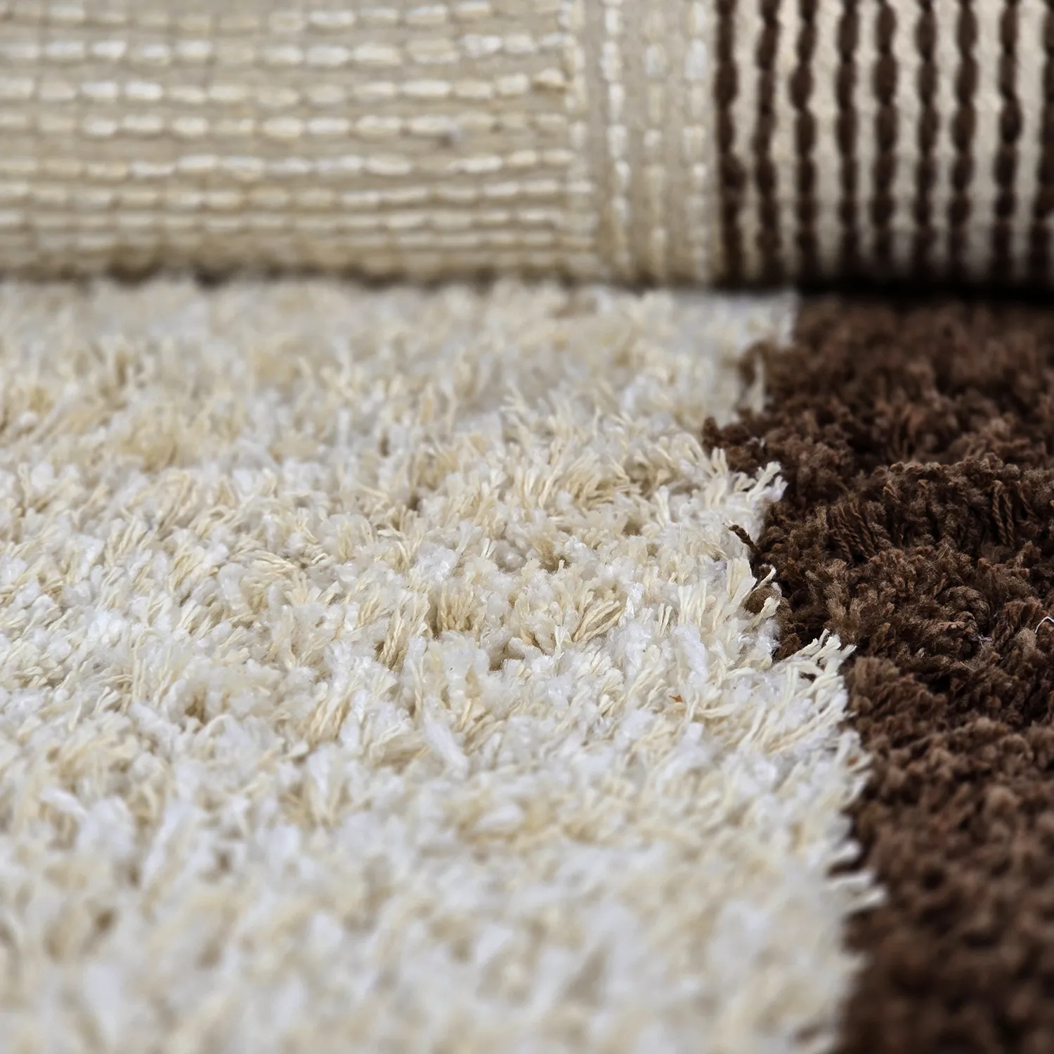 Hochflorteppiche - Sagres Natural Cotton Shaggy (offwhite/braun)