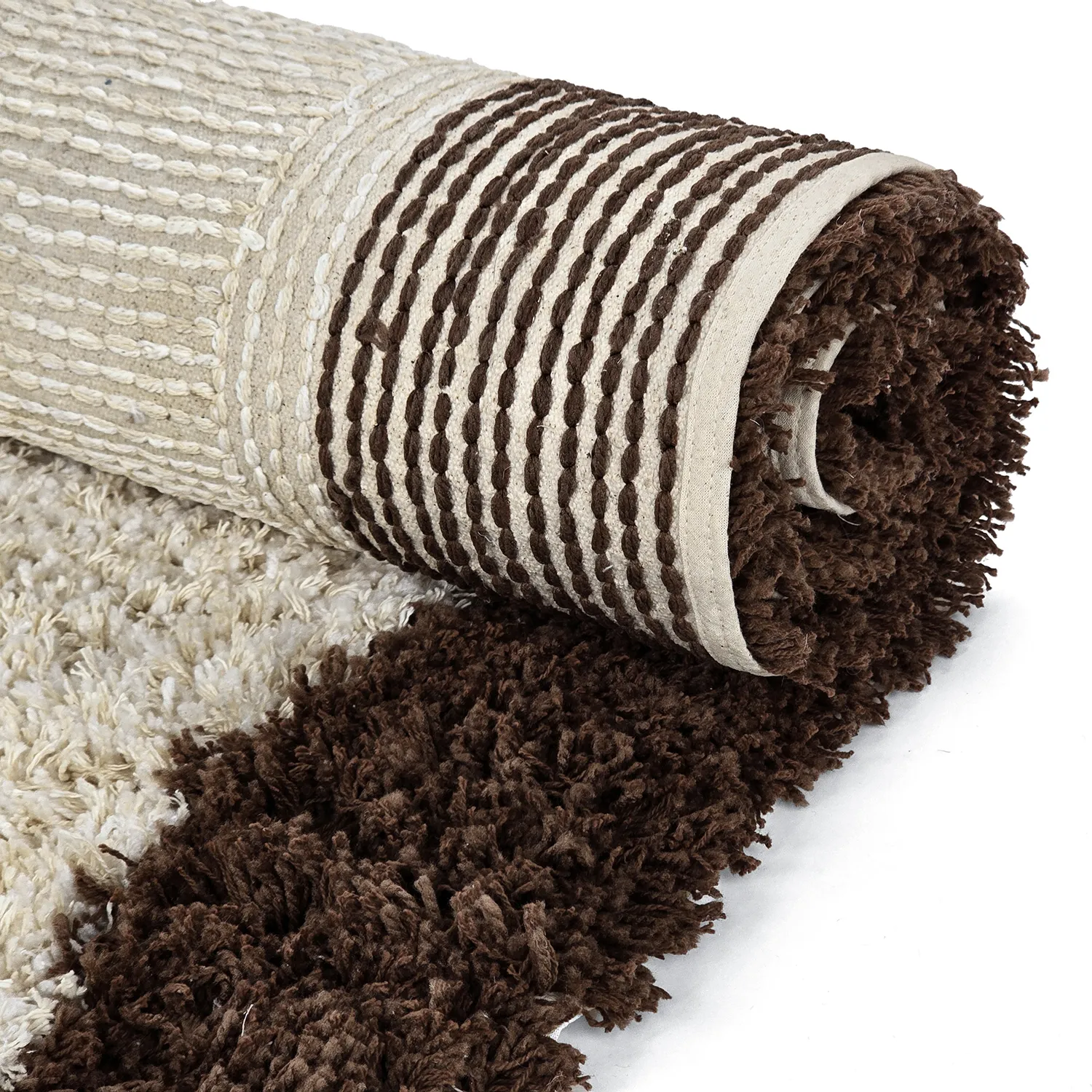 Hochflorteppiche - Sagres Natural Cotton Shaggy (offwhite/braun)