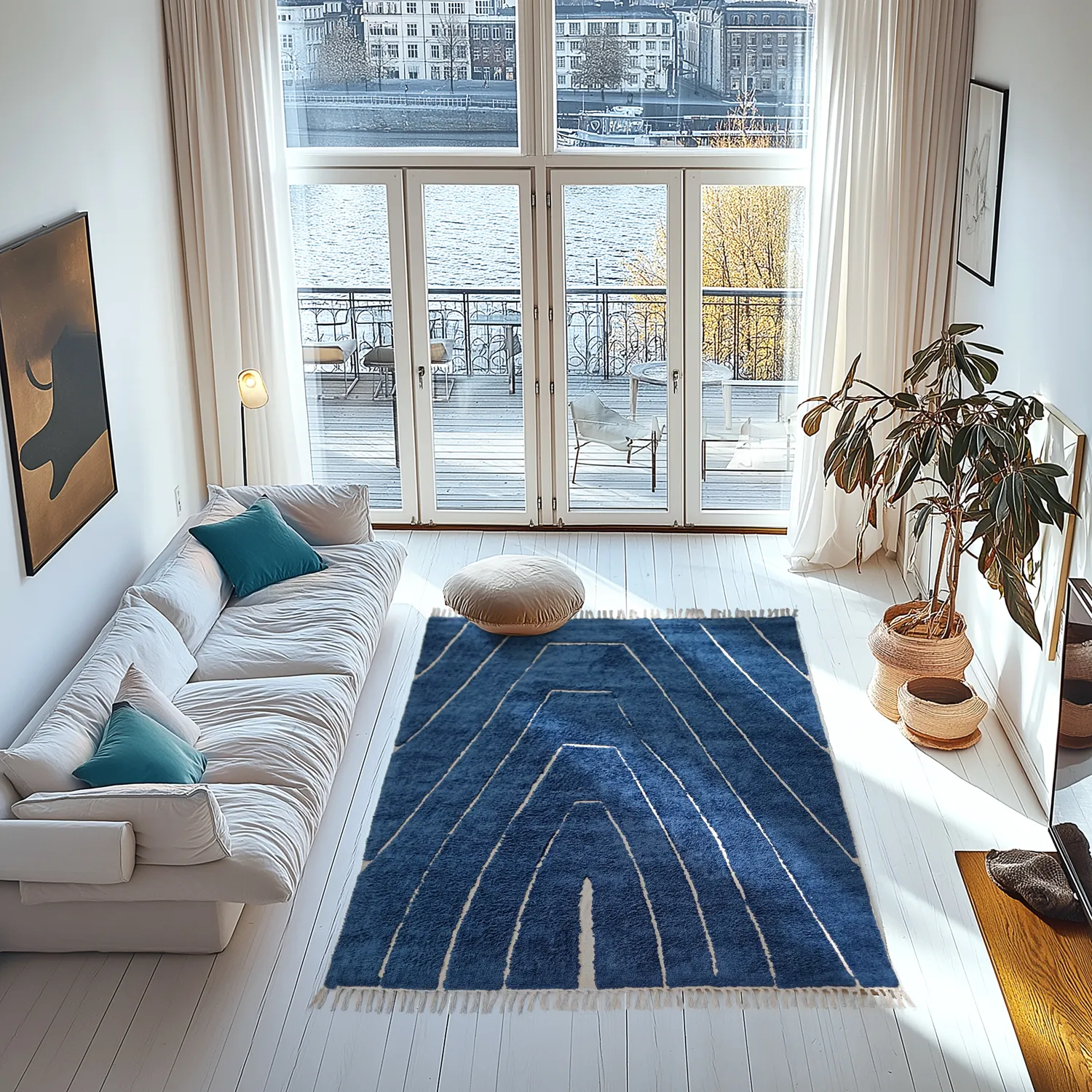 Hochflorteppiche - Sivia Natural Cotton Shaggy (blau)