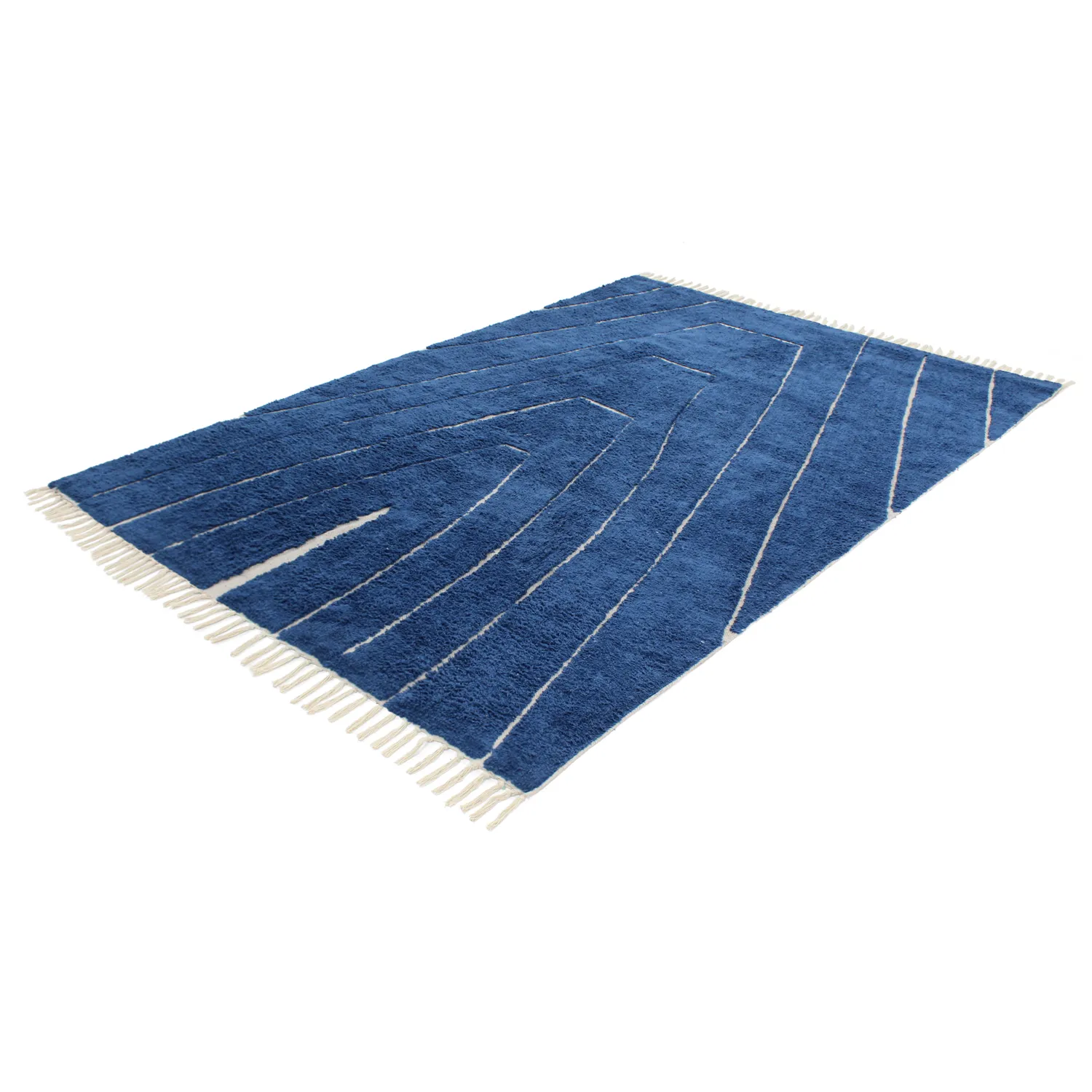 Hochflorteppiche - Sivia Natural Cotton Shaggy (blau)