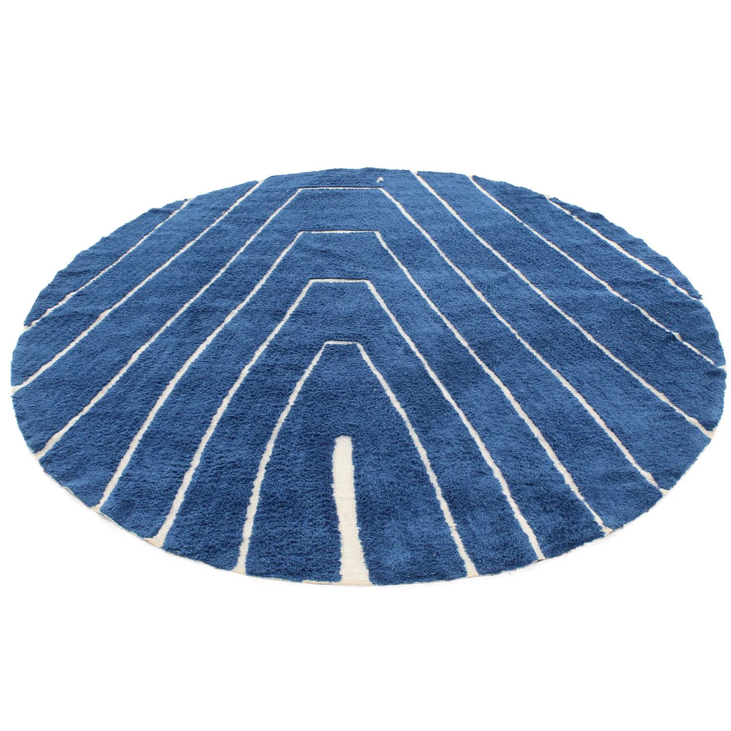 Rund Teppich - Sivia Natural Cotton Shaggy (blau)