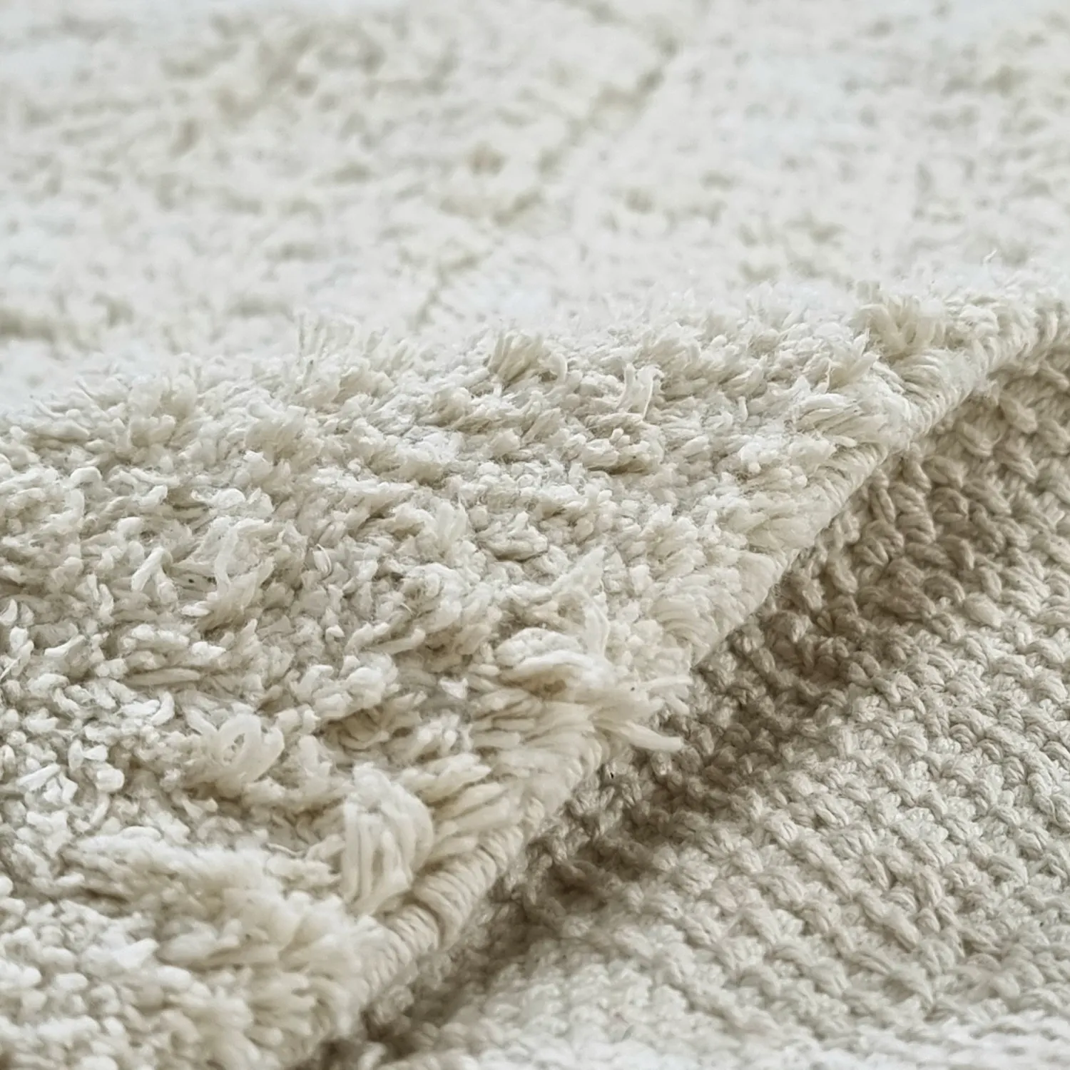 Rund Teppich - Sivia Natural Cotton Shaggy (cremefarben)