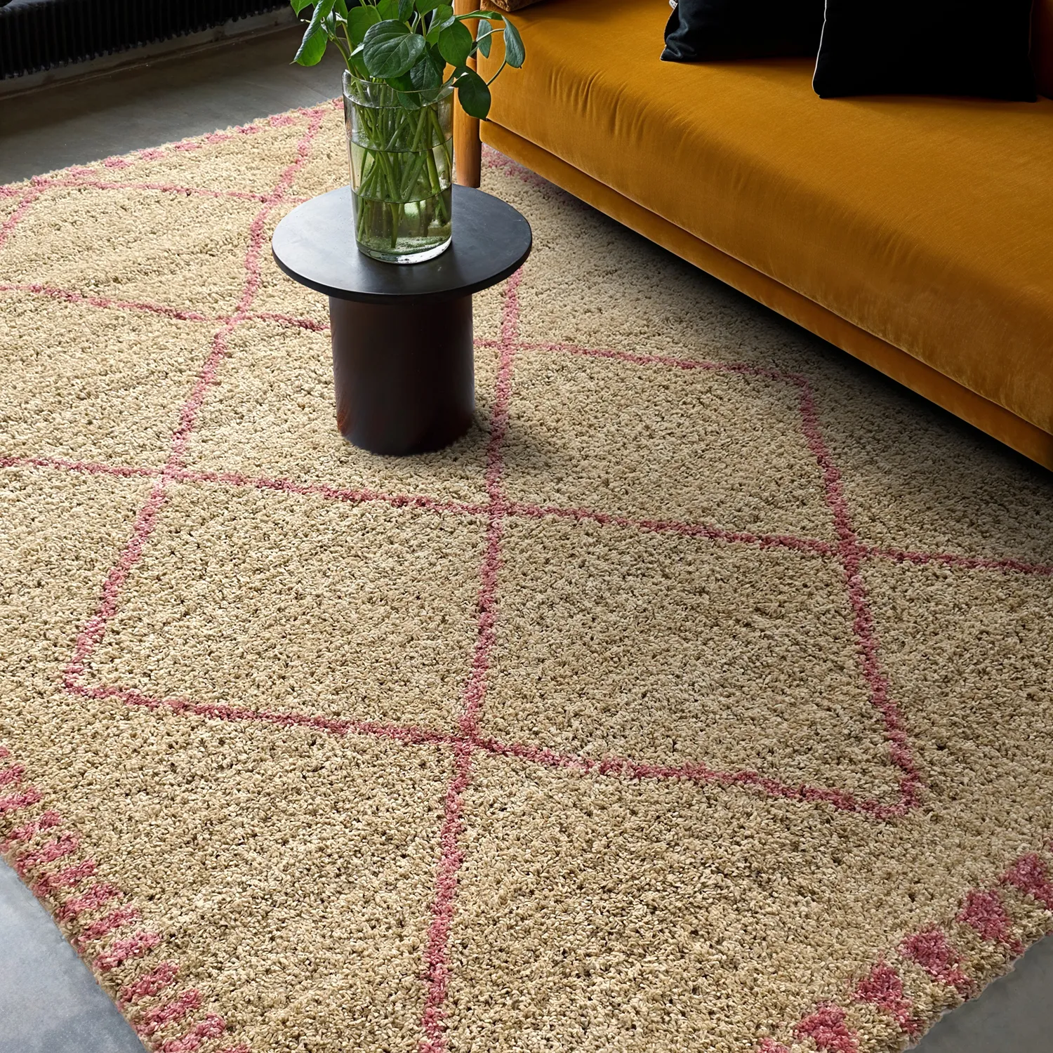Hochflorteppiche - Tiznit (beige/rosa)