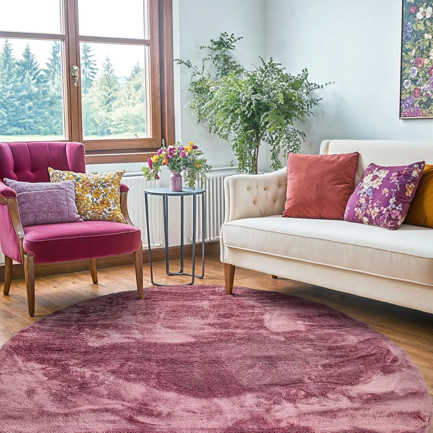 Runde Teppiche - Aranga Super Soft Fur (rose)