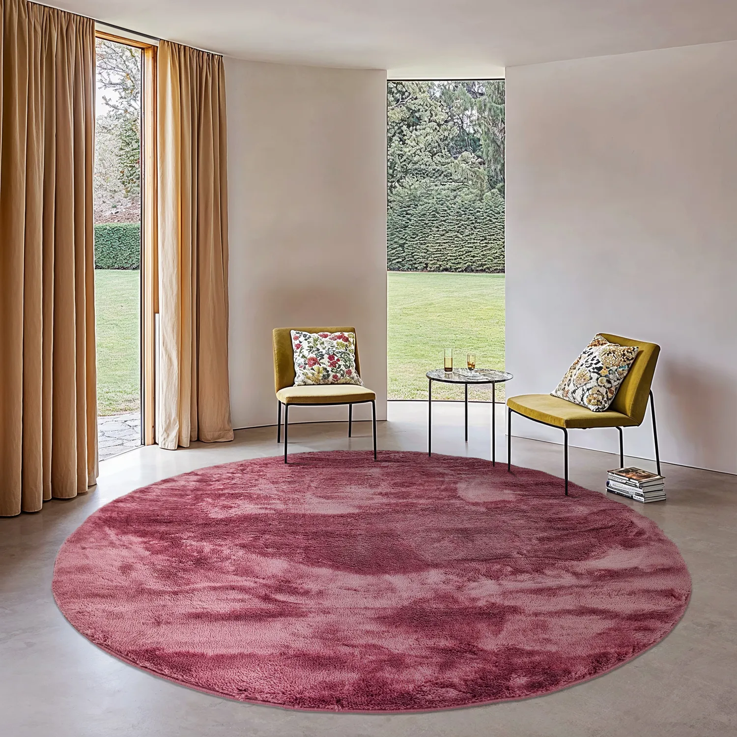Runde Teppiche - Aranga Super Soft Fur (rose)