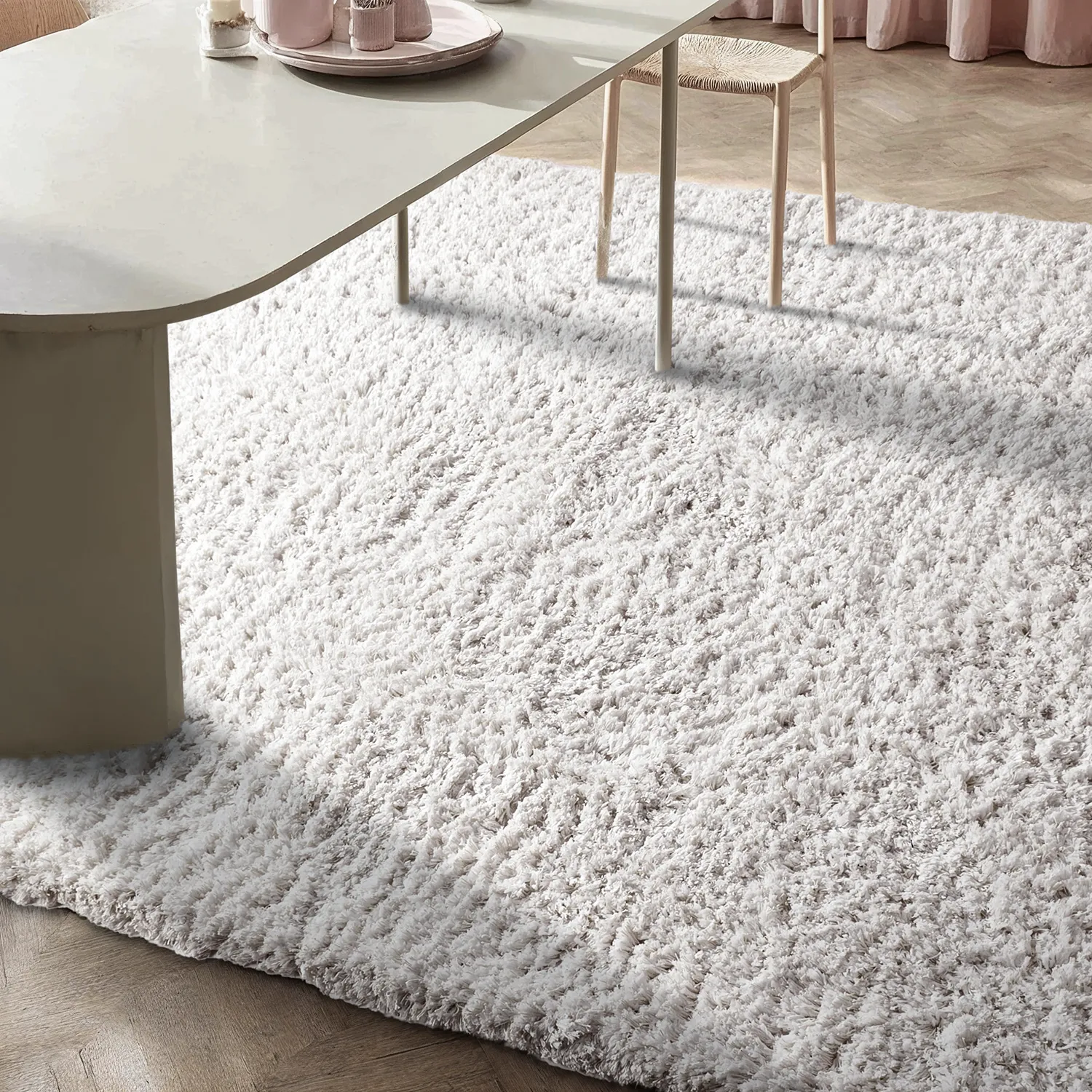 Hochflorteppiche - Combarro Solid Cotton Shaggy (creme)