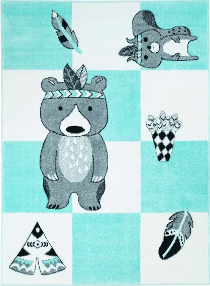 Kinderteppich - Bueno Indian Bear (Türkis)