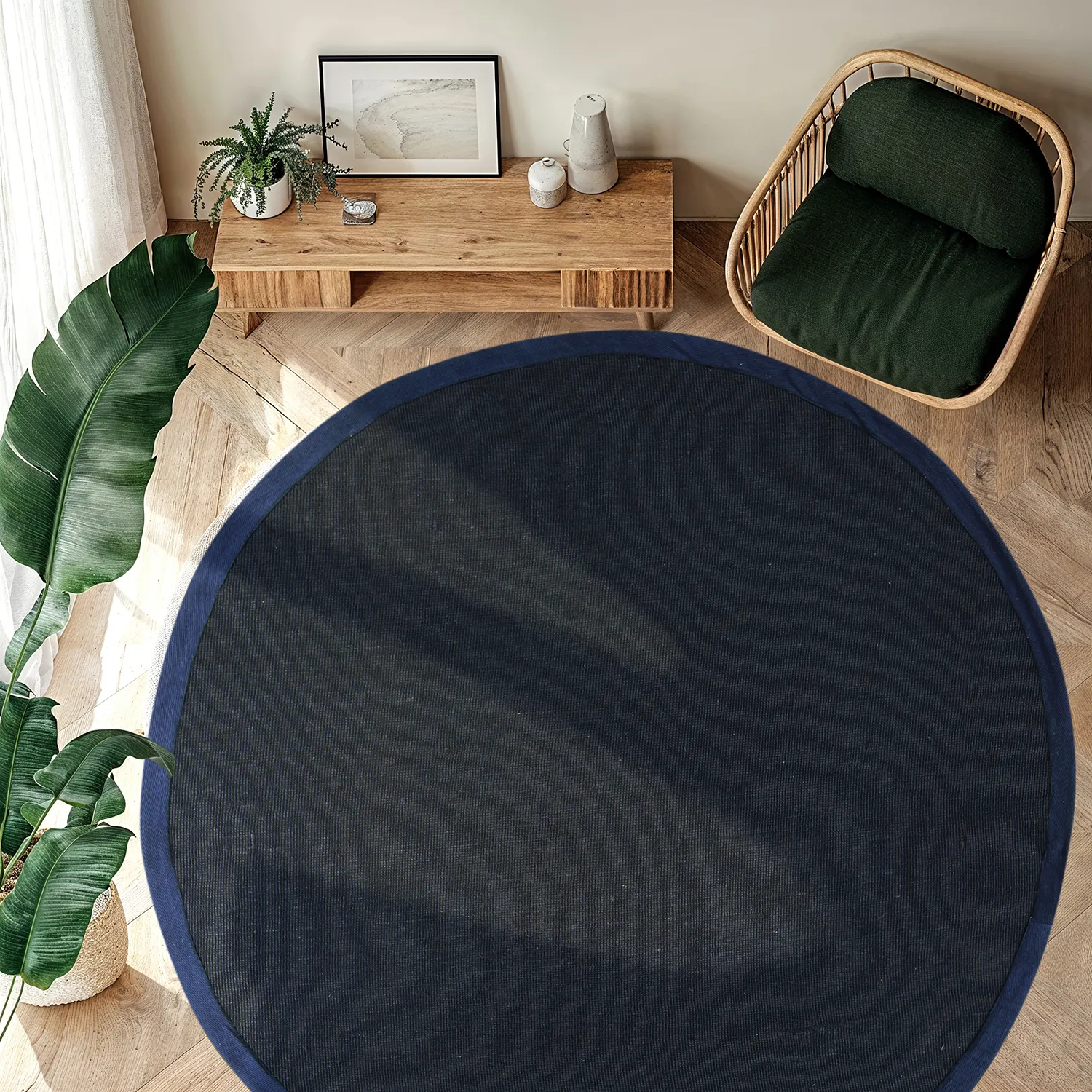 Rund Teppich (sisal) - Agave (dunkelblau)