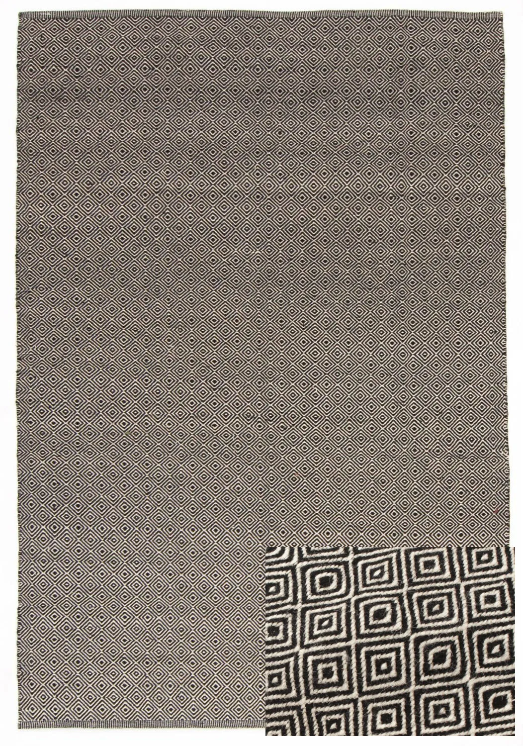 Wollteppich - Varella (schwarz/weiß)
