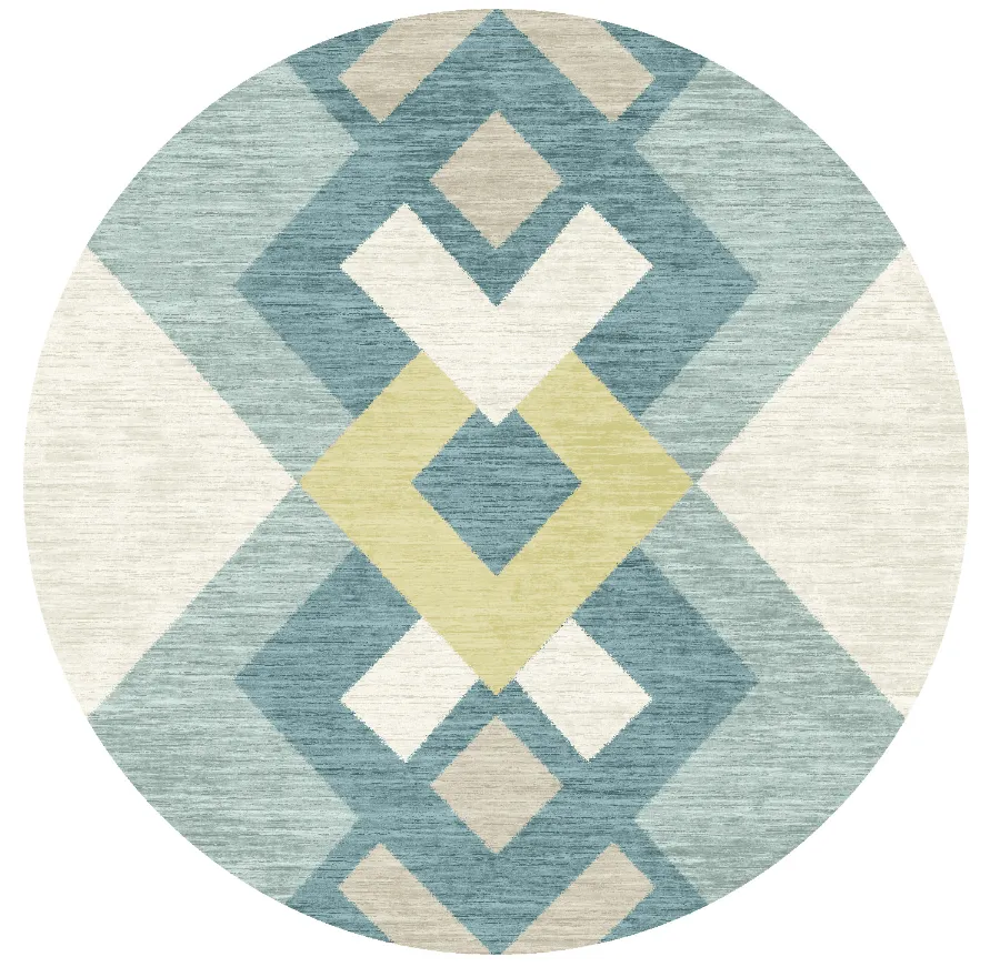 Rund Teppich - Temara (blau/bunt)