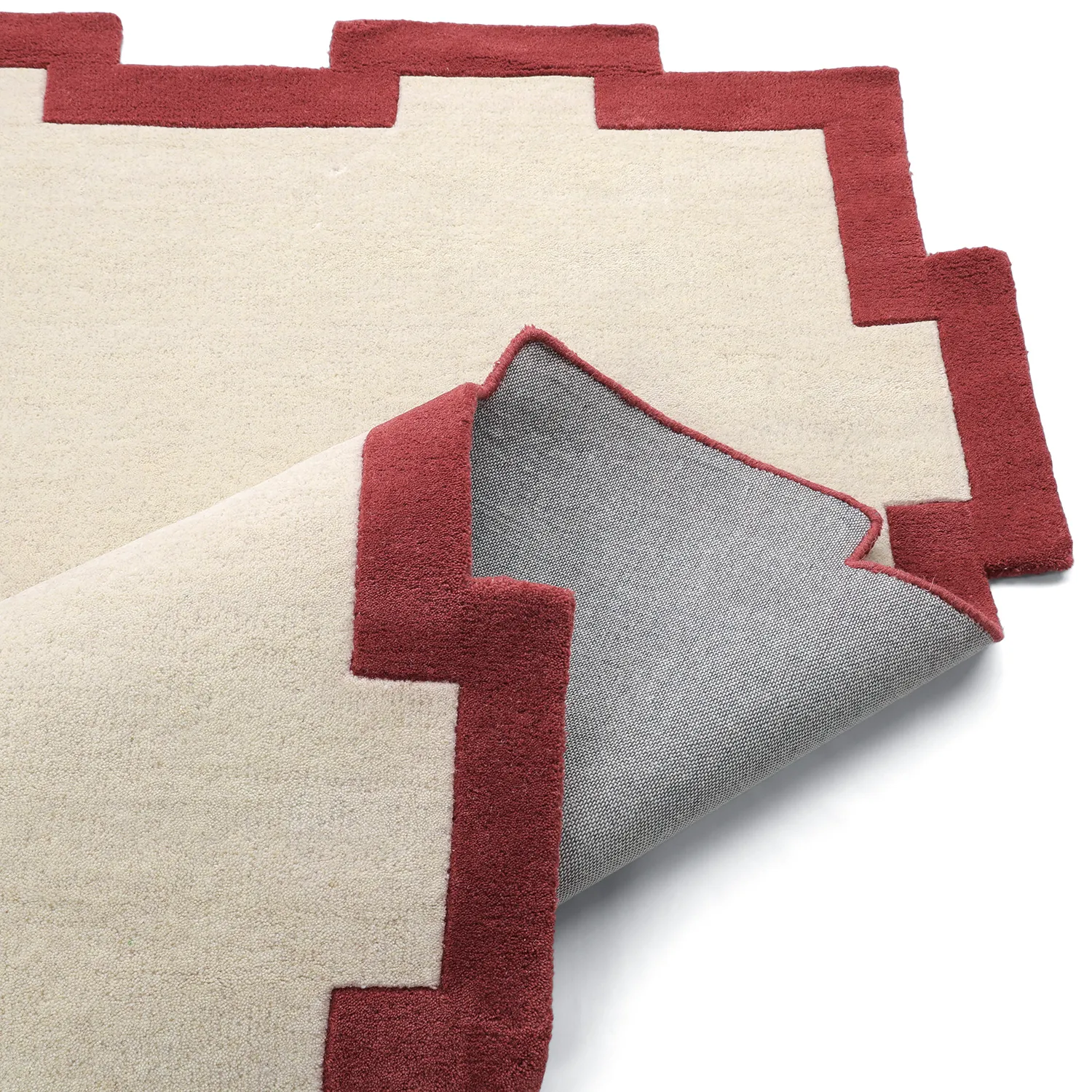 Wollteppich - Agra Hand Tufted Wool Premium (creme/rot)