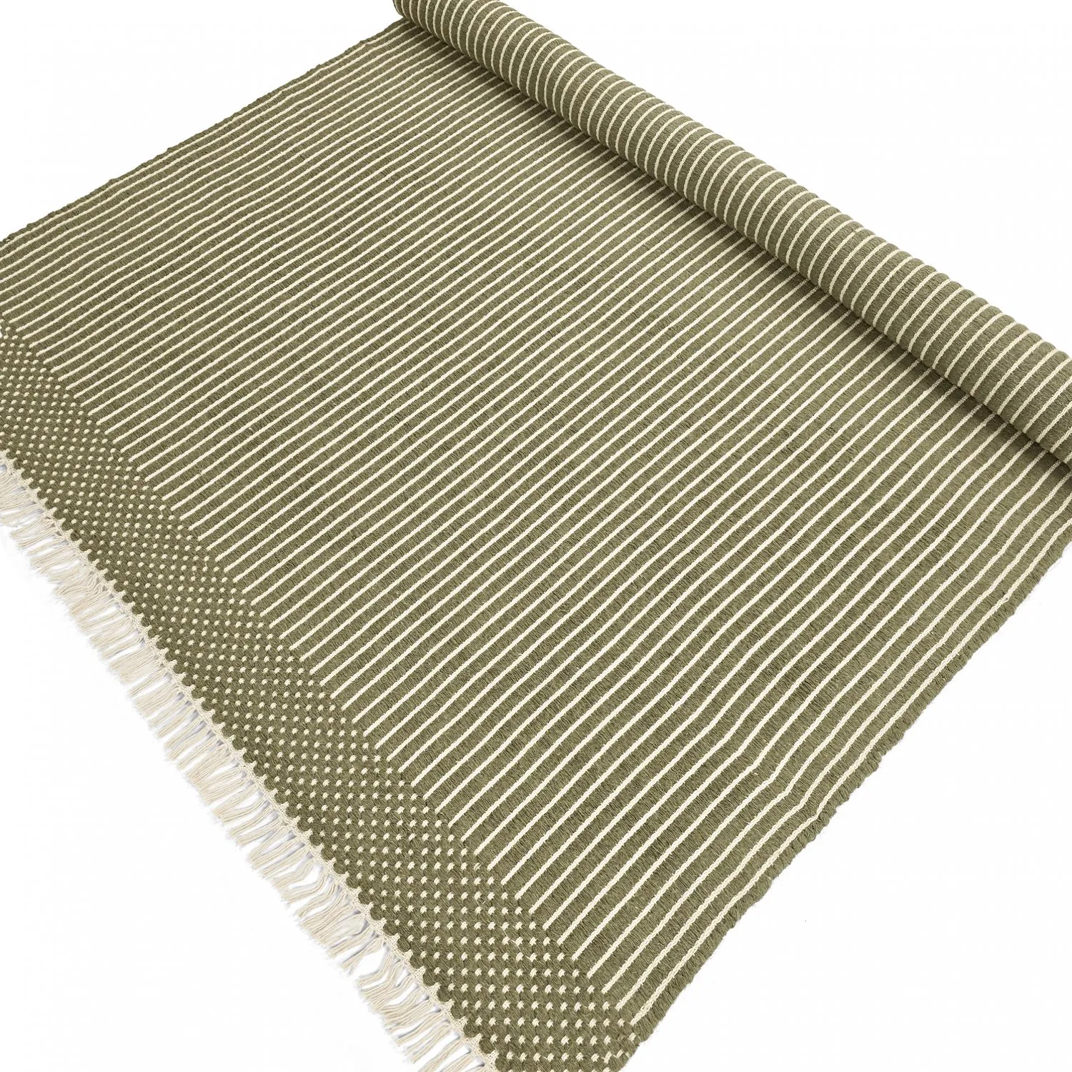 Wollteppich - Arbil (grün/weiß)