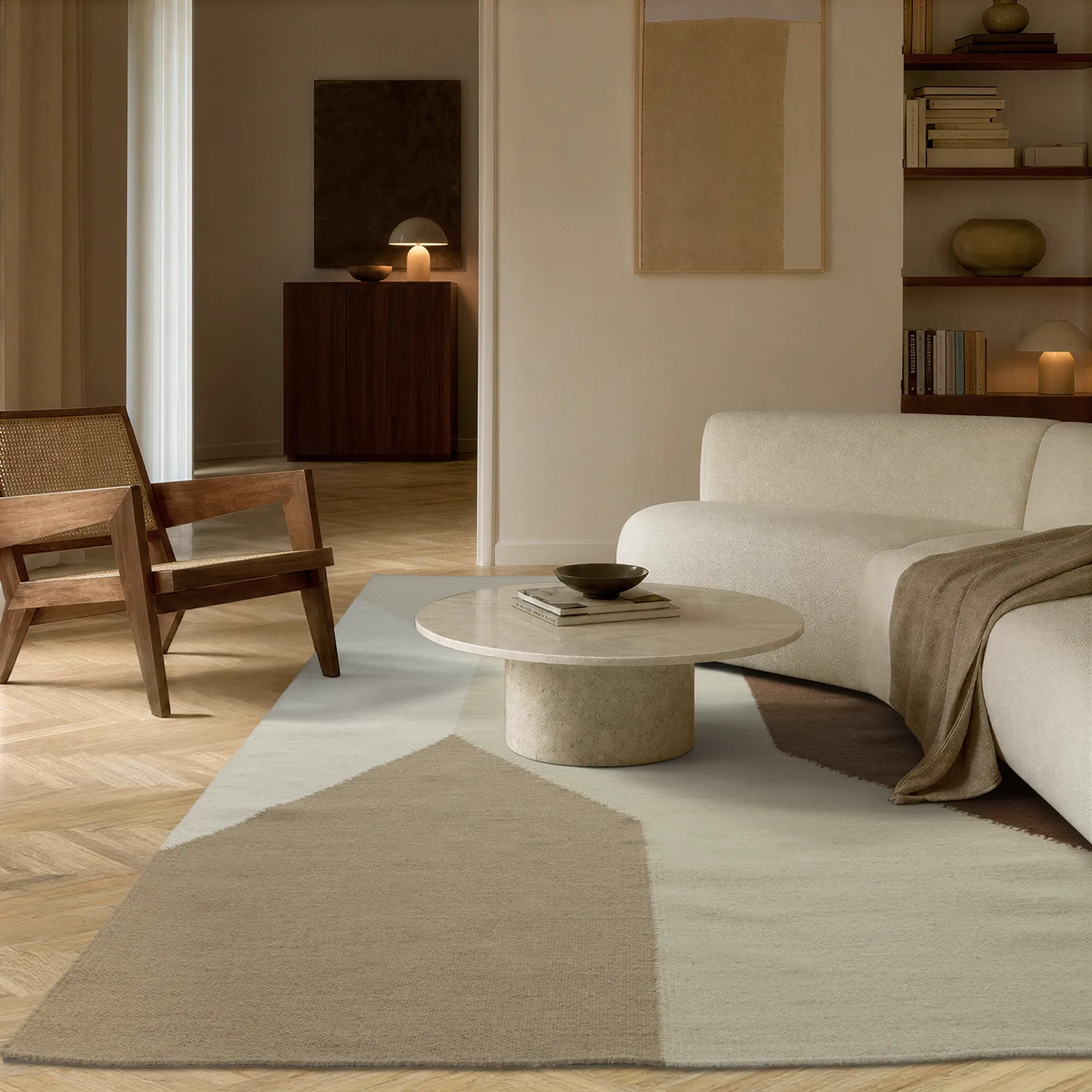 Wollteppich - Aveiro (beige/mehrfarbig)