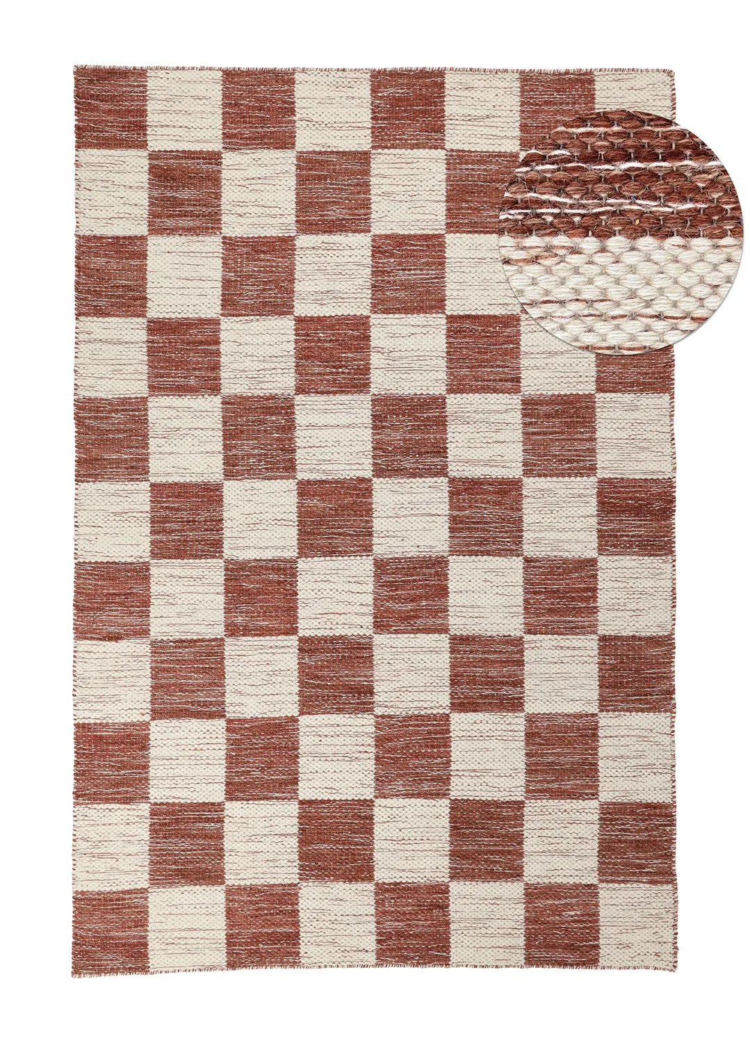 Wollteppich - Dundee (rot/weiß)