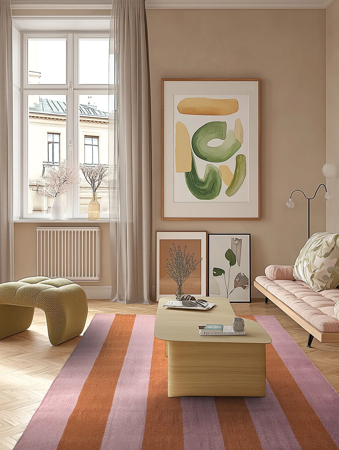 Wollteppich - Garine (orange/rosa)