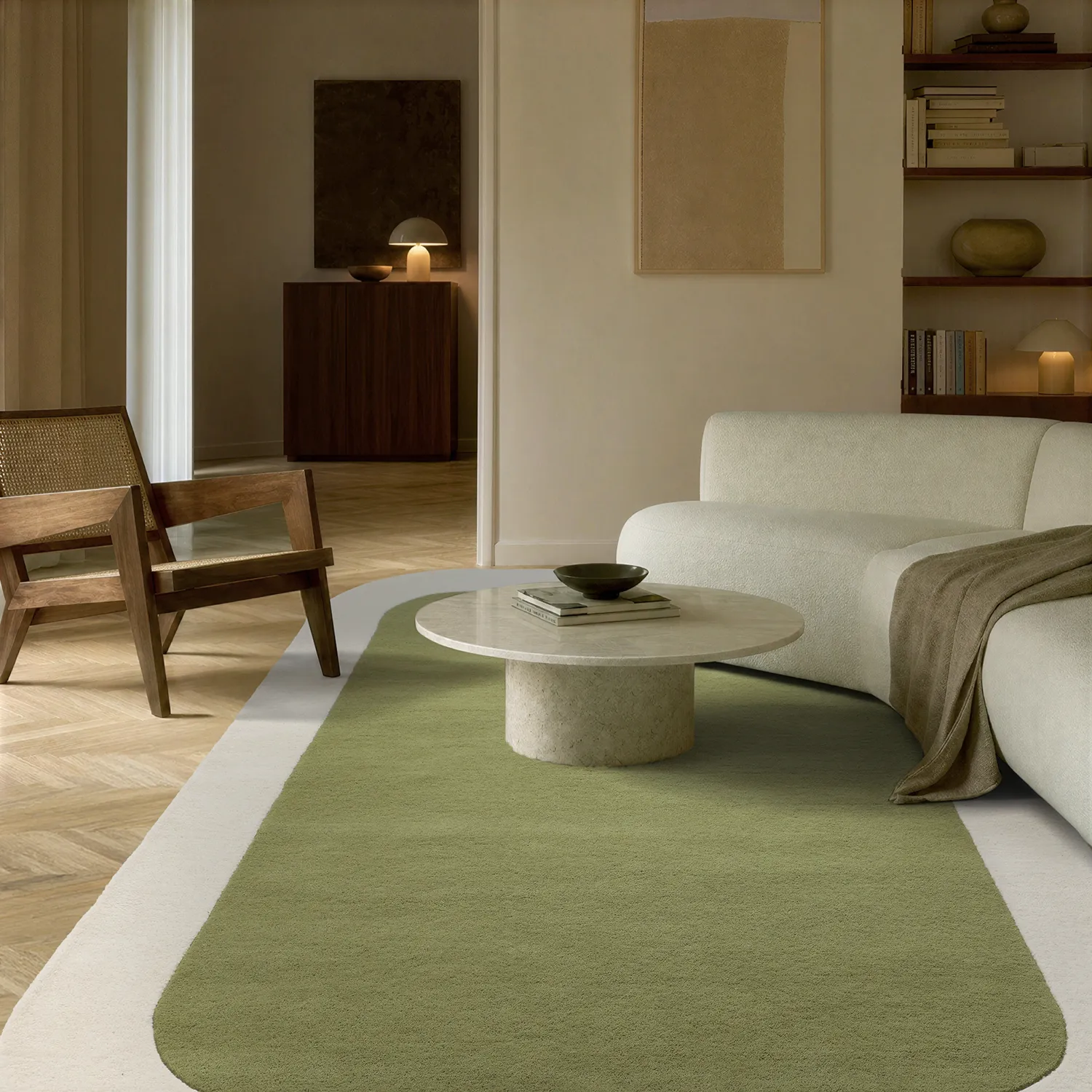 Wollteppich - Puri Hand Tufted Wool Premium (grün/creme)